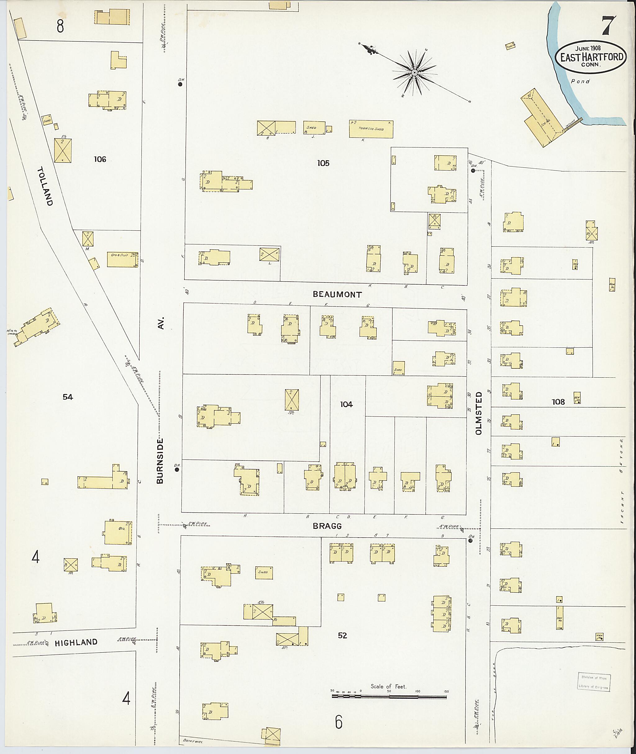 This old map of East Hartford, Hartford County, Connecticut was created by Sanborn Map Company in 1908