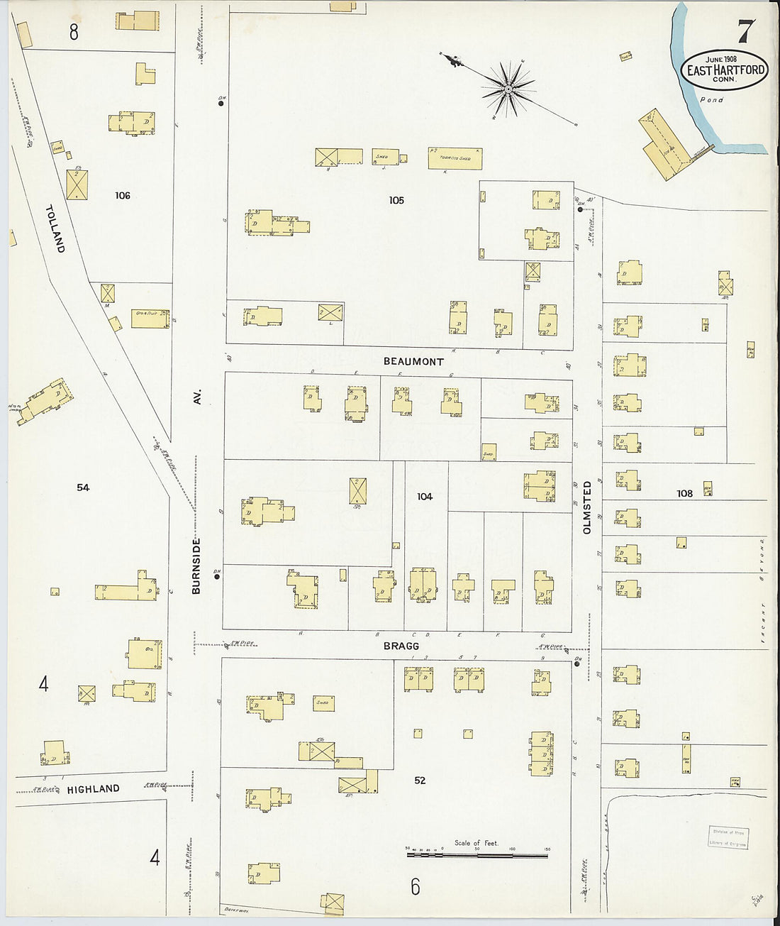 This old map of East Hartford, Hartford County, Connecticut was created by Sanborn Map Company in 1908