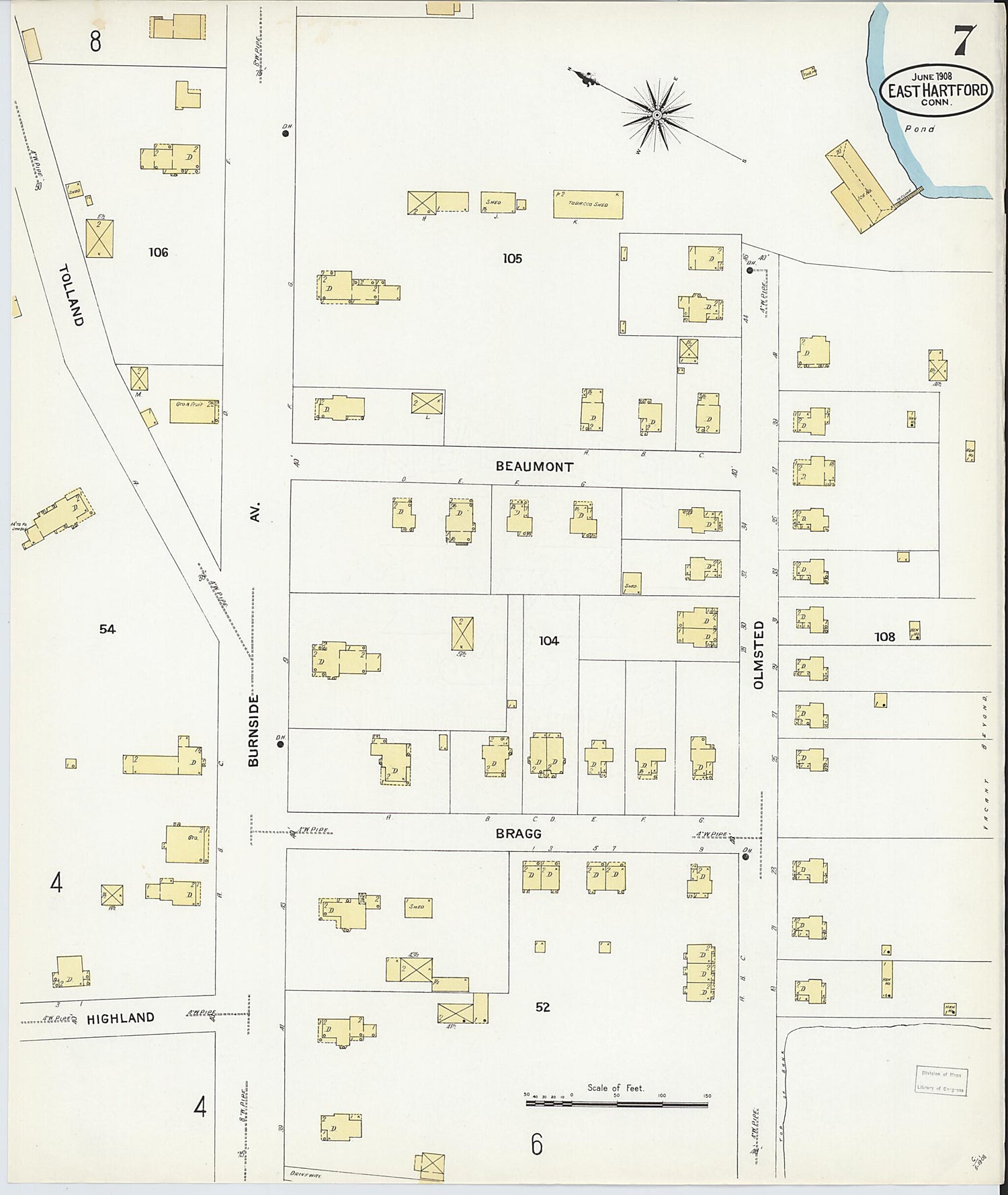 This old map of East Hartford, Hartford County, Connecticut was created by Sanborn Map Company in 1908