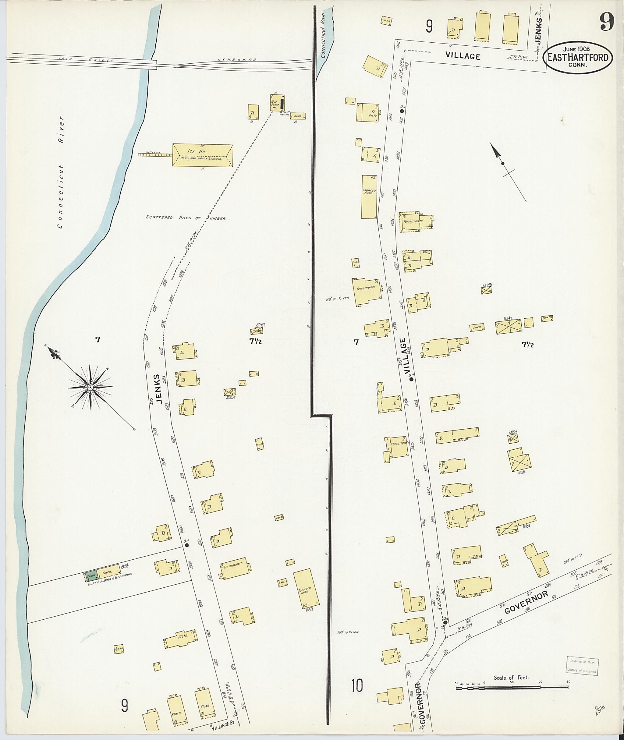 This old map of East Hartford, Hartford County, Connecticut was created by Sanborn Map Company in 1908
