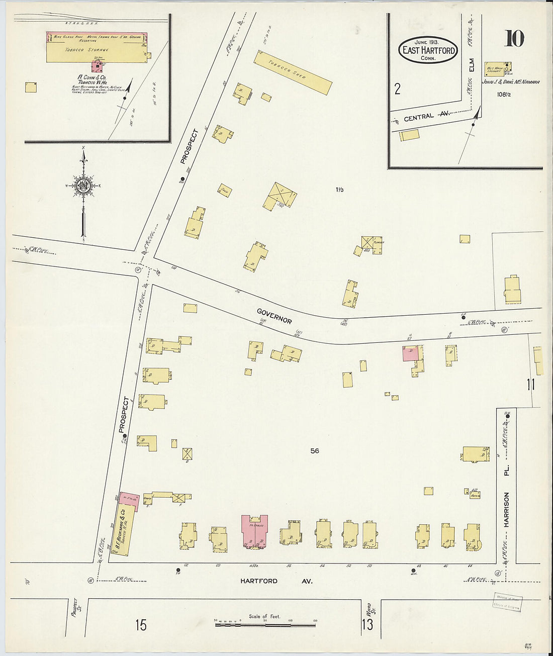 This old map of East Hartford, Hartford County, Connecticut was created by Sanborn Map Company in 1913