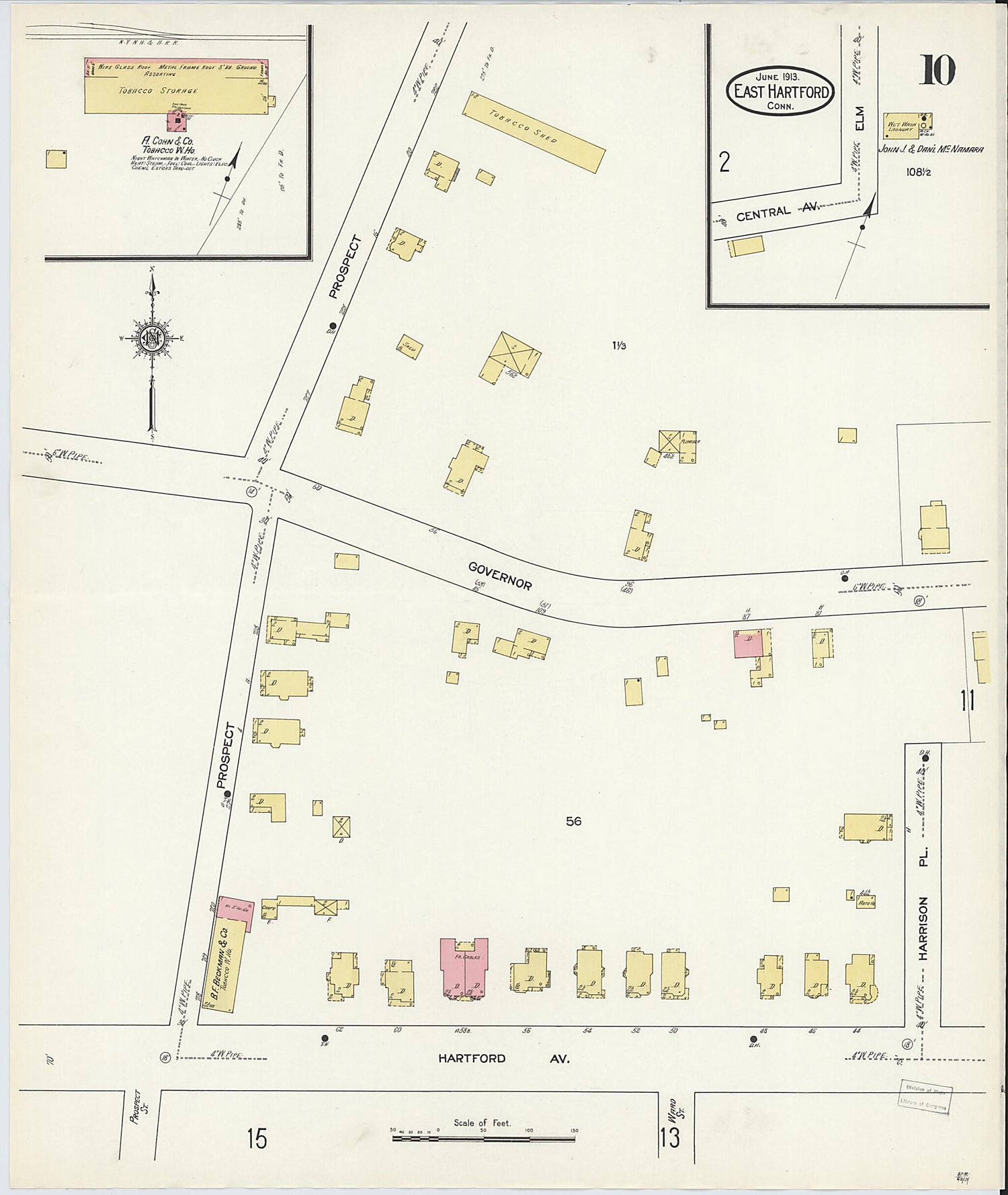 This old map of East Hartford, Hartford County, Connecticut was created by Sanborn Map Company in 1913