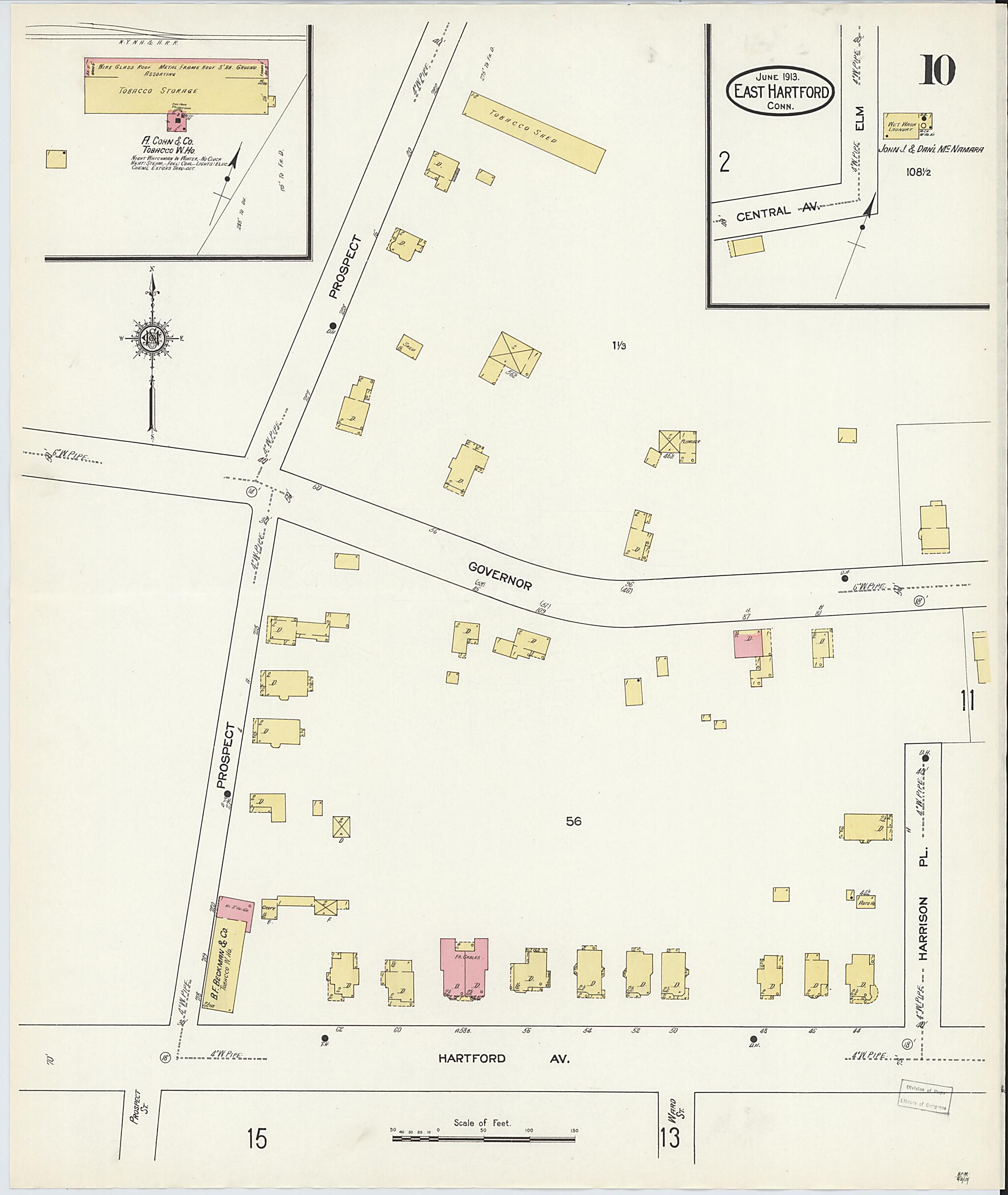 This old map of East Hartford, Hartford County, Connecticut was created by Sanborn Map Company in 1913