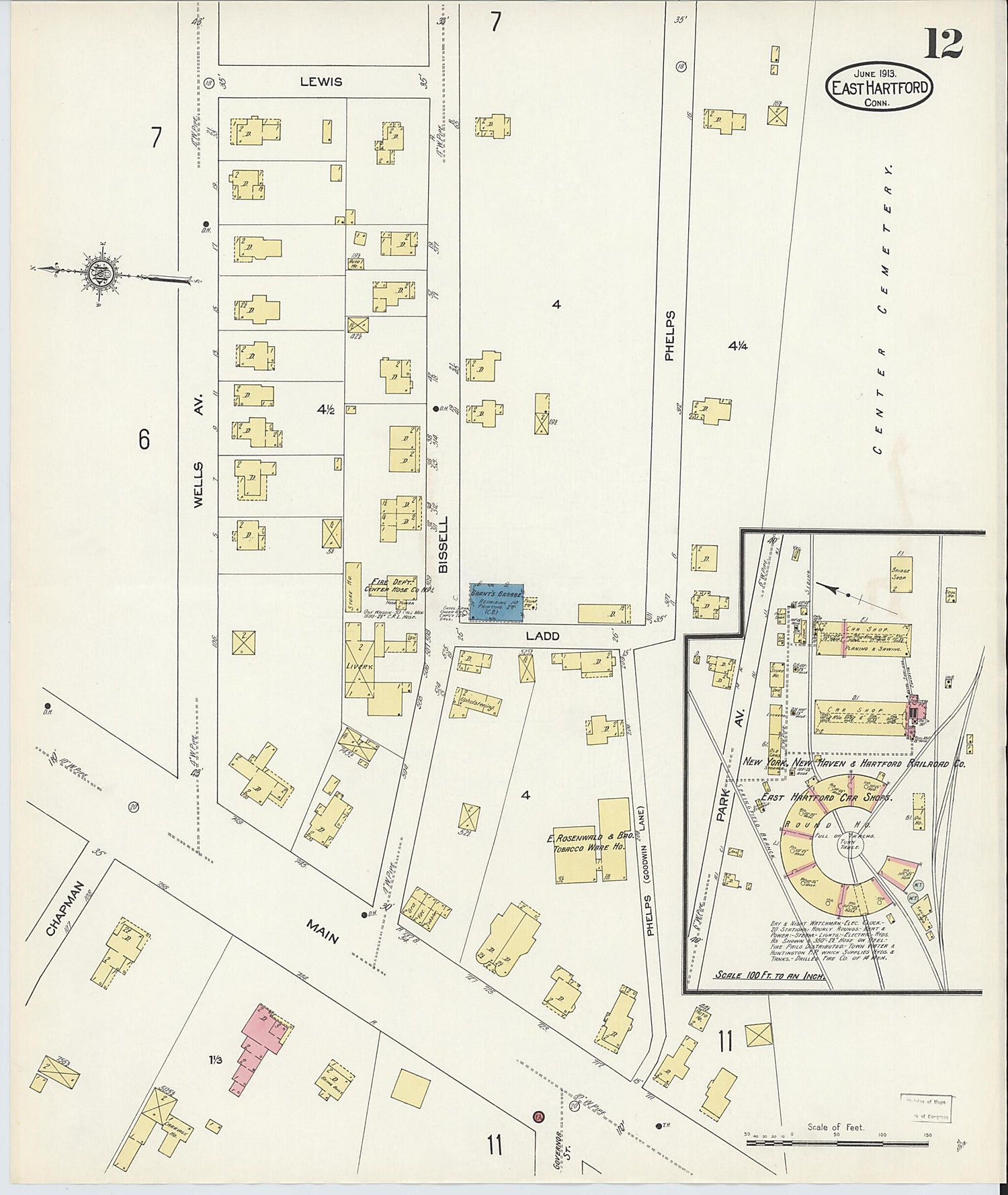 This old map of East Hartford, Hartford County, Connecticut was created by Sanborn Map Company in 1913