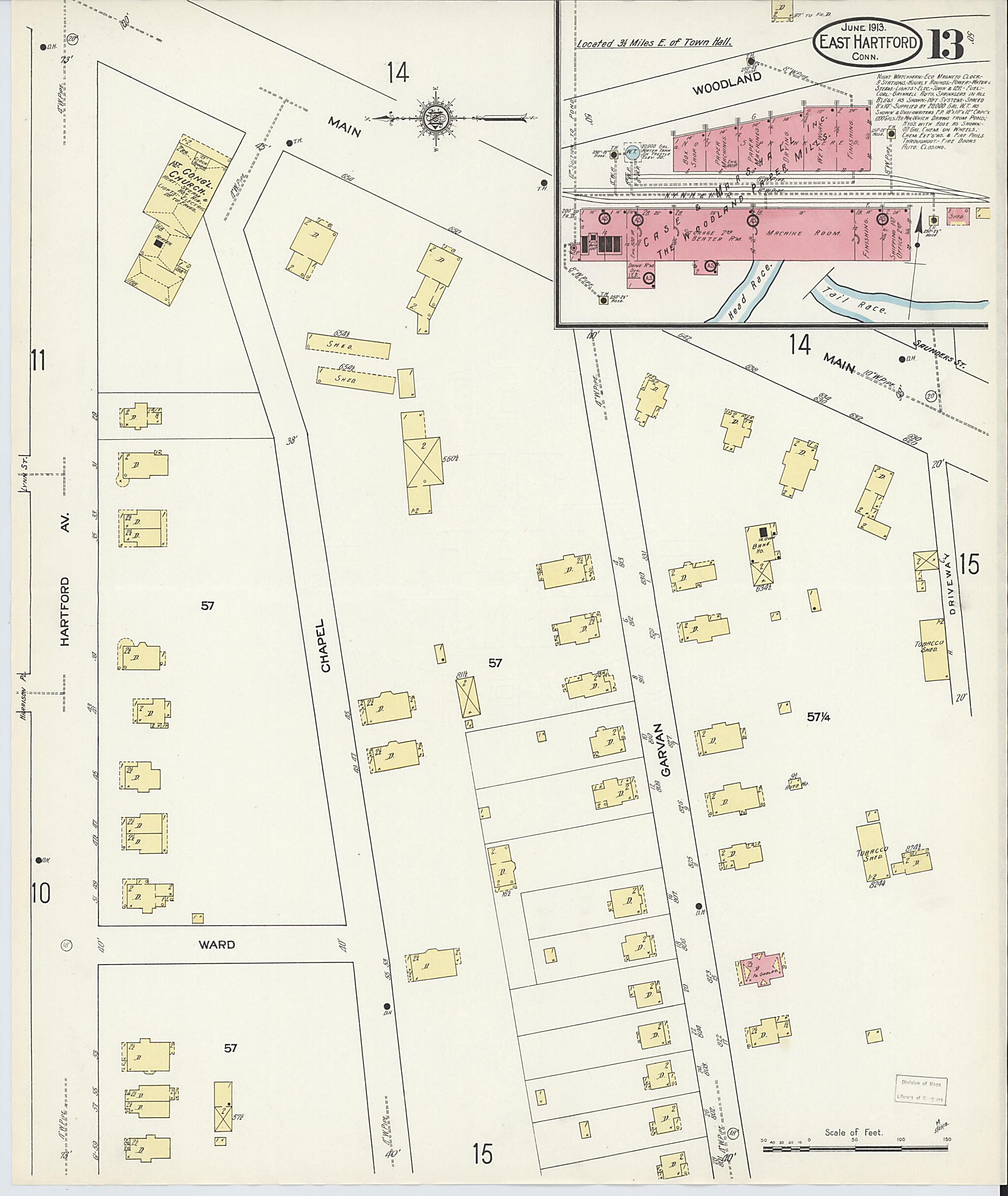 This old map of East Hartford, Hartford County, Connecticut was created by Sanborn Map Company in 1913