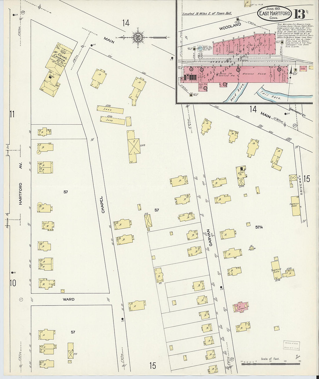 This old map of East Hartford, Hartford County, Connecticut was created by Sanborn Map Company in 1913