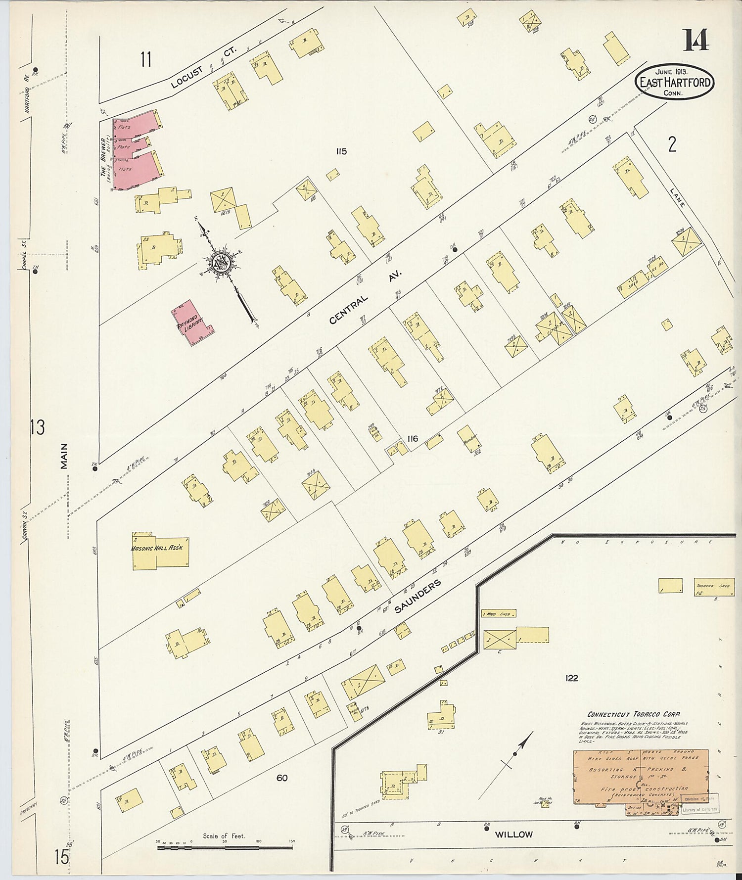 This old map of East Hartford, Hartford County, Connecticut was created by Sanborn Map Company in 1913
