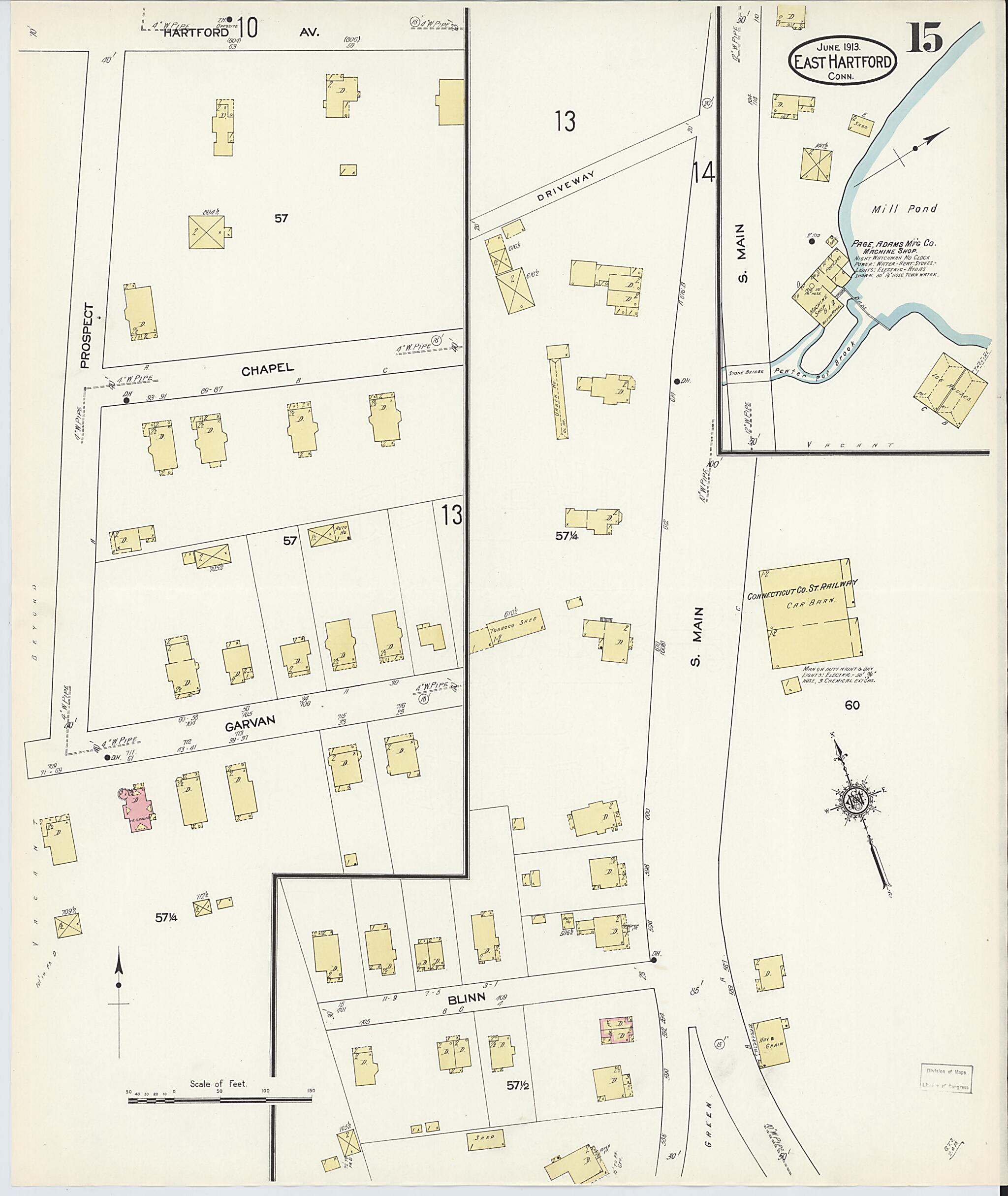 This old map of East Hartford, Hartford County, Connecticut was created by Sanborn Map Company in 1913