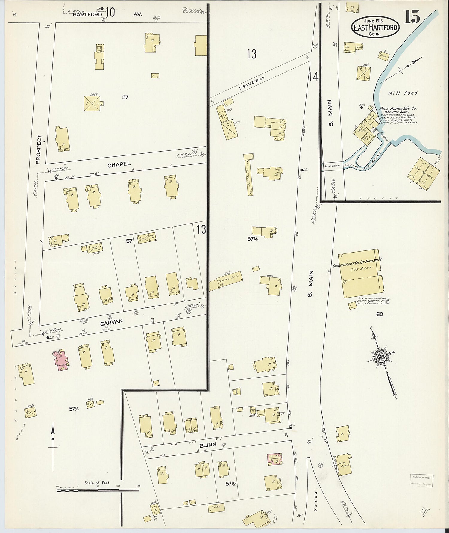 This old map of East Hartford, Hartford County, Connecticut was created by Sanborn Map Company in 1913
