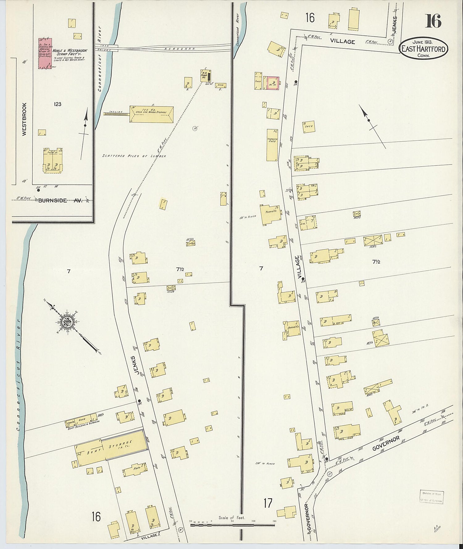 This old map of East Hartford, Hartford County, Connecticut was created by Sanborn Map Company in 1913