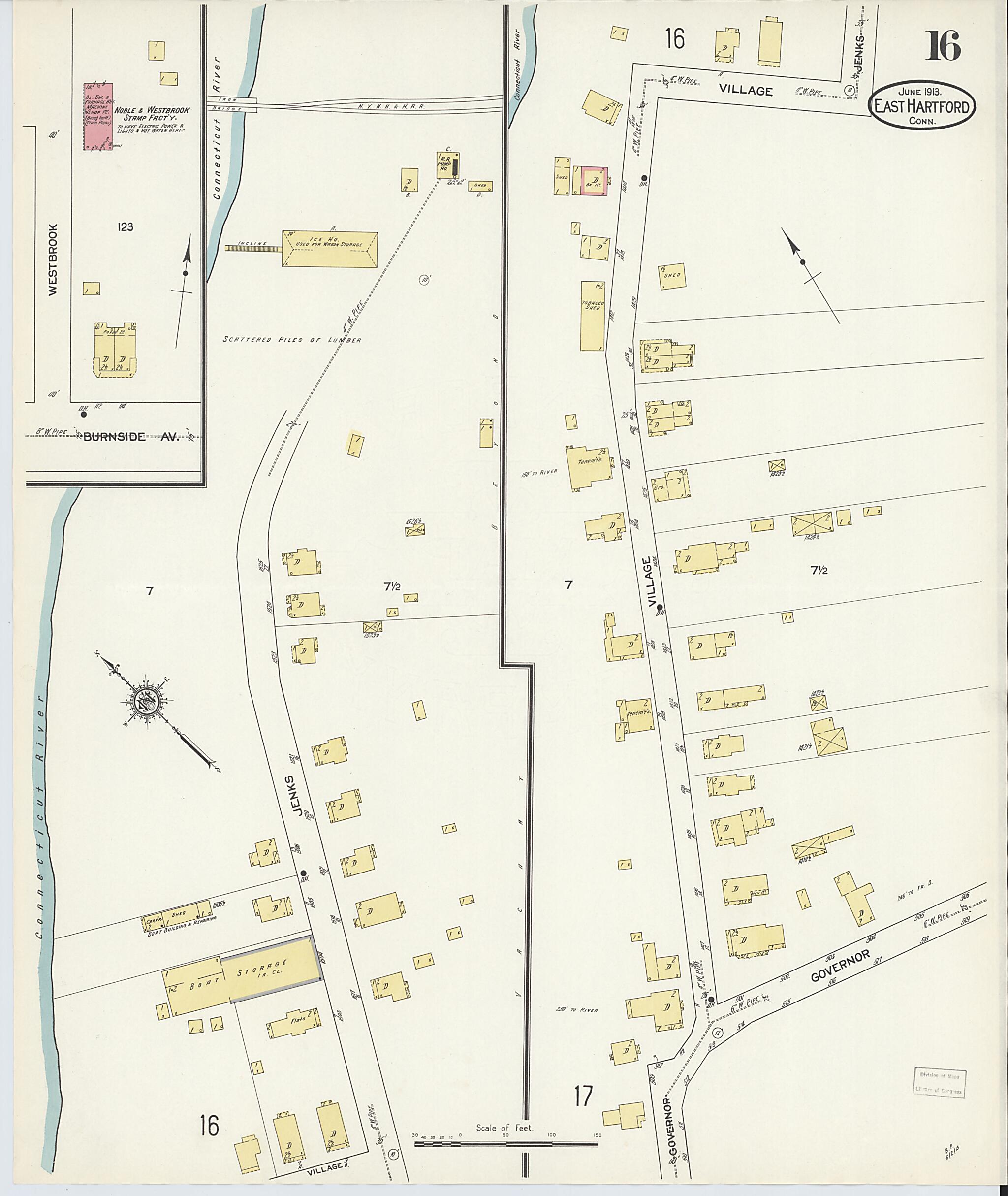 This old map of East Hartford, Hartford County, Connecticut was created by Sanborn Map Company in 1913