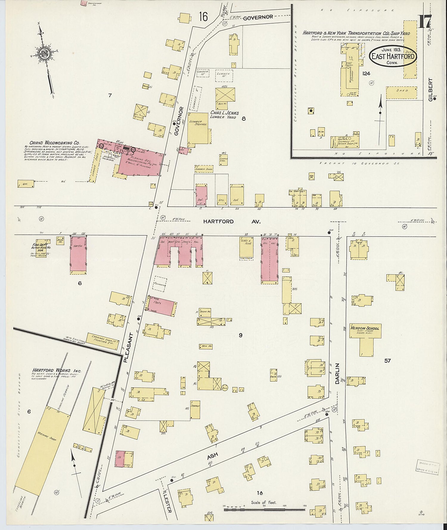 This old map of East Hartford, Hartford County, Connecticut was created by Sanborn Map Company in 1913