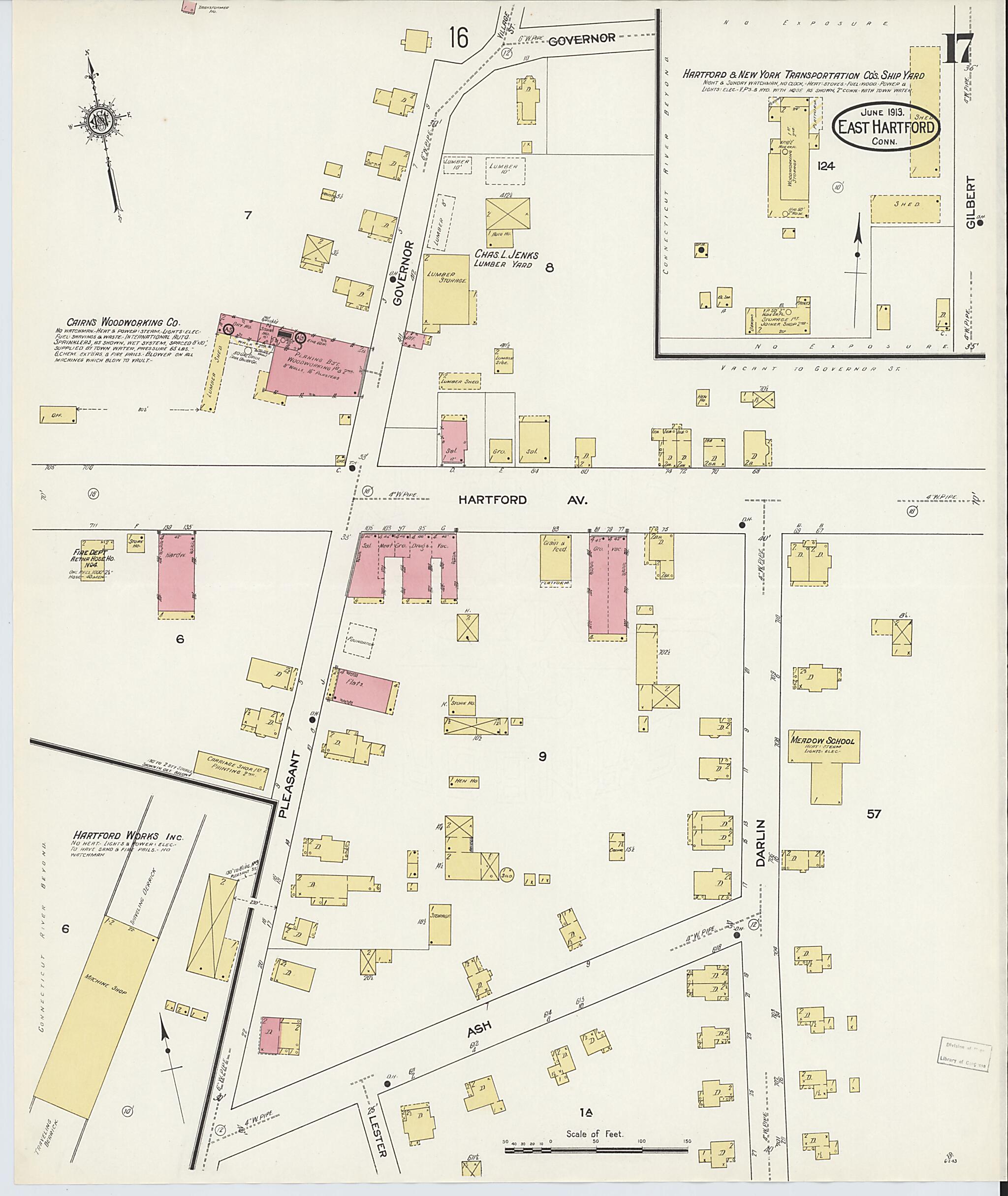 This old map of East Hartford, Hartford County, Connecticut was created by Sanborn Map Company in 1913