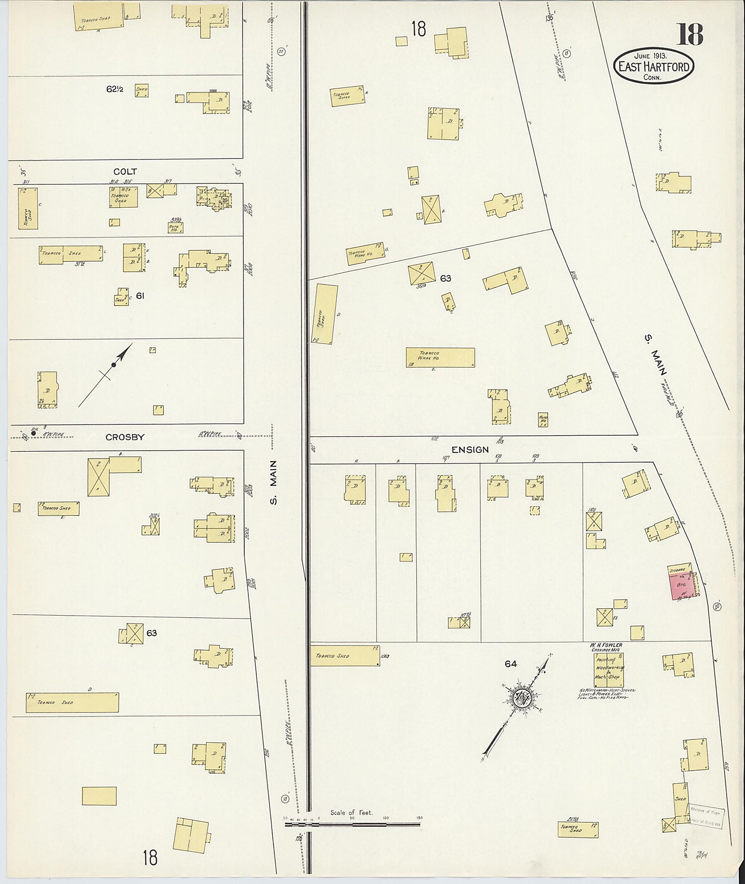 This old map of East Hartford, Hartford County, Connecticut was created by Sanborn Map Company in 1913