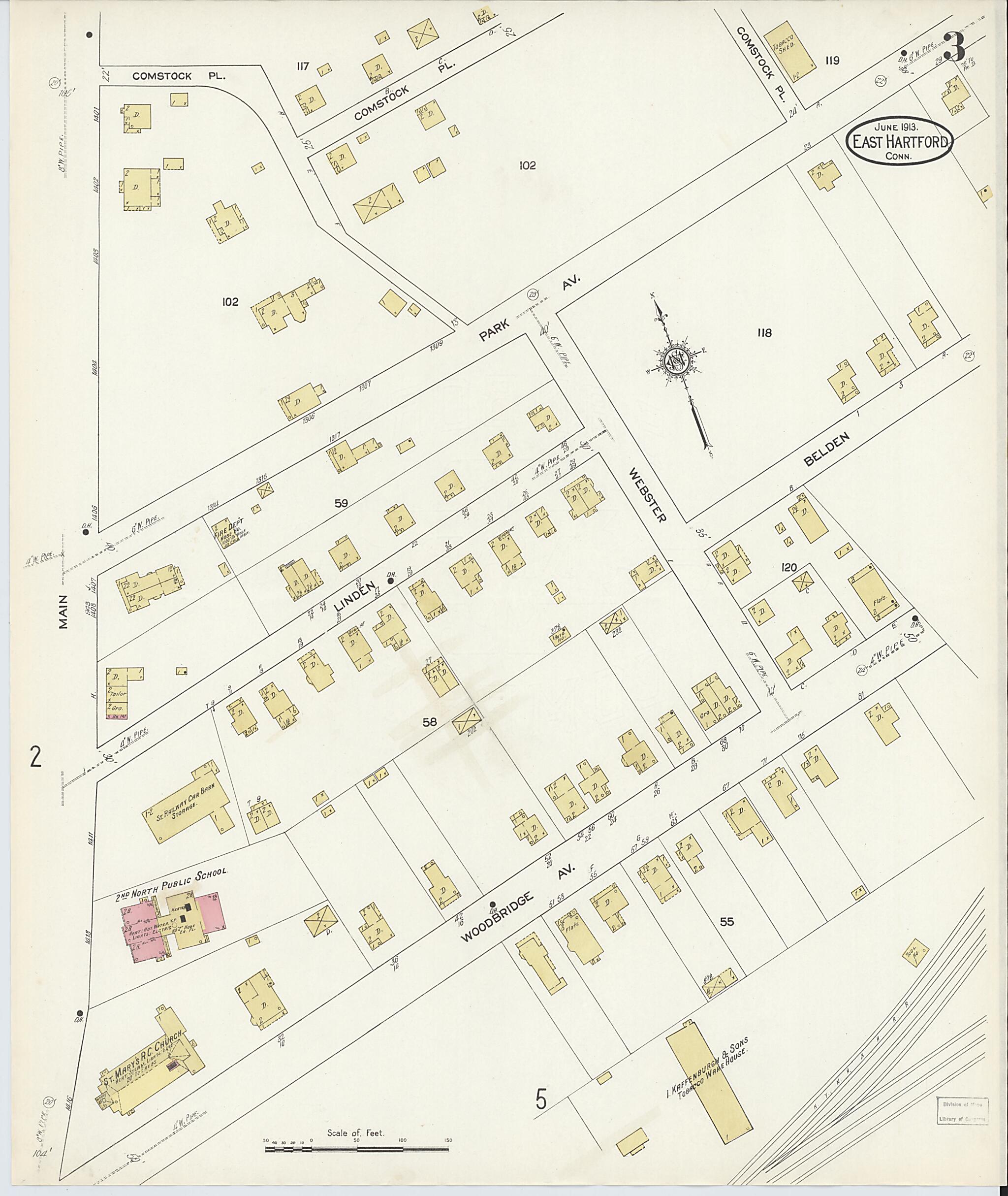 This old map of East Hartford, Hartford County, Connecticut was created by Sanborn Map Company in 1913
