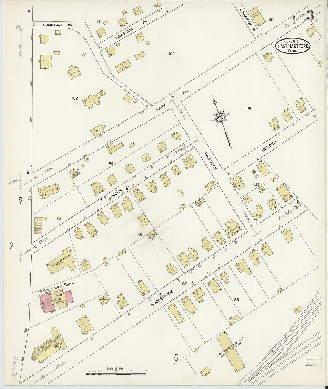 This old map of East Hartford, Hartford County, Connecticut was created by Sanborn Map Company in 1913