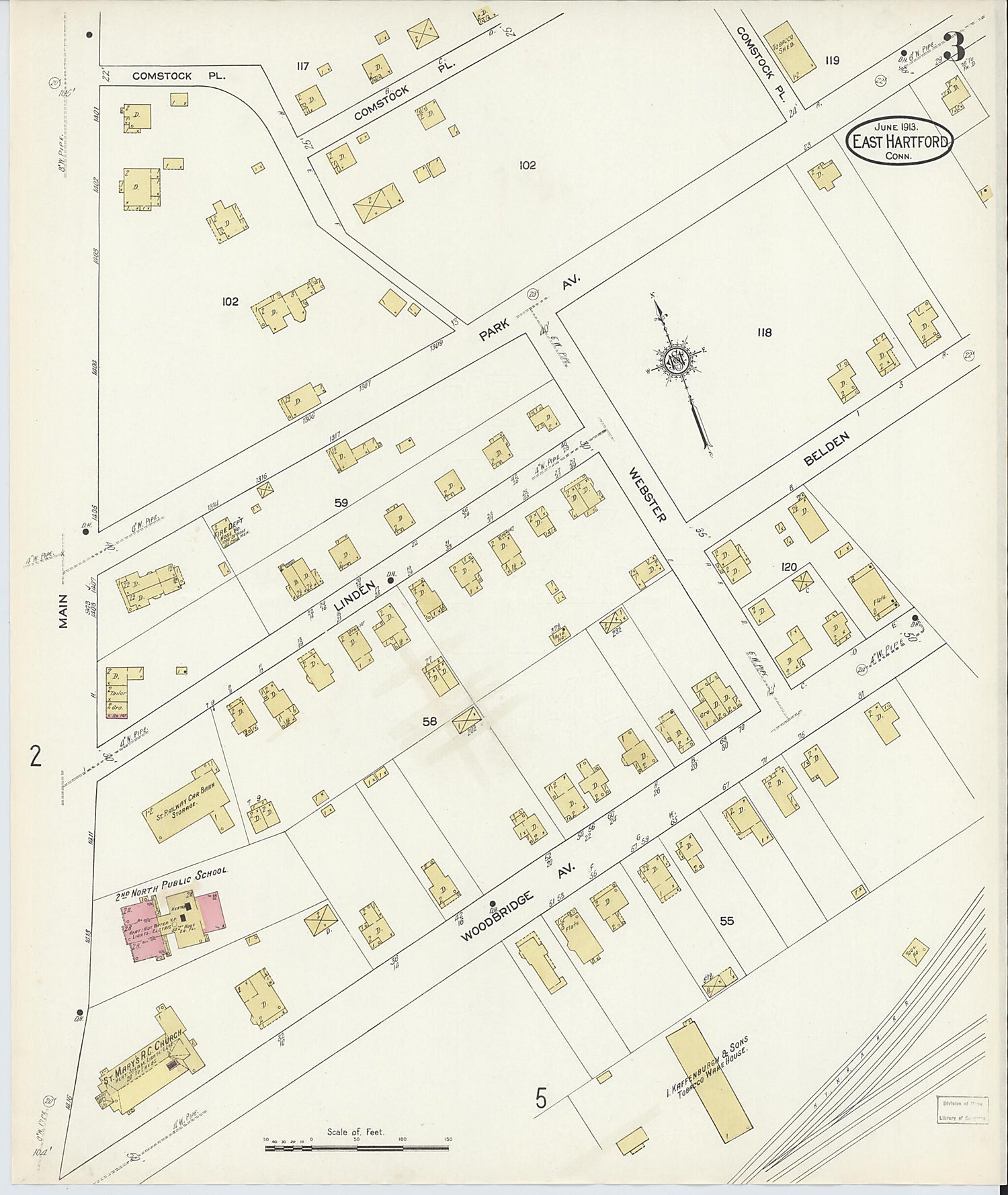 This old map of East Hartford, Hartford County, Connecticut was created by Sanborn Map Company in 1913