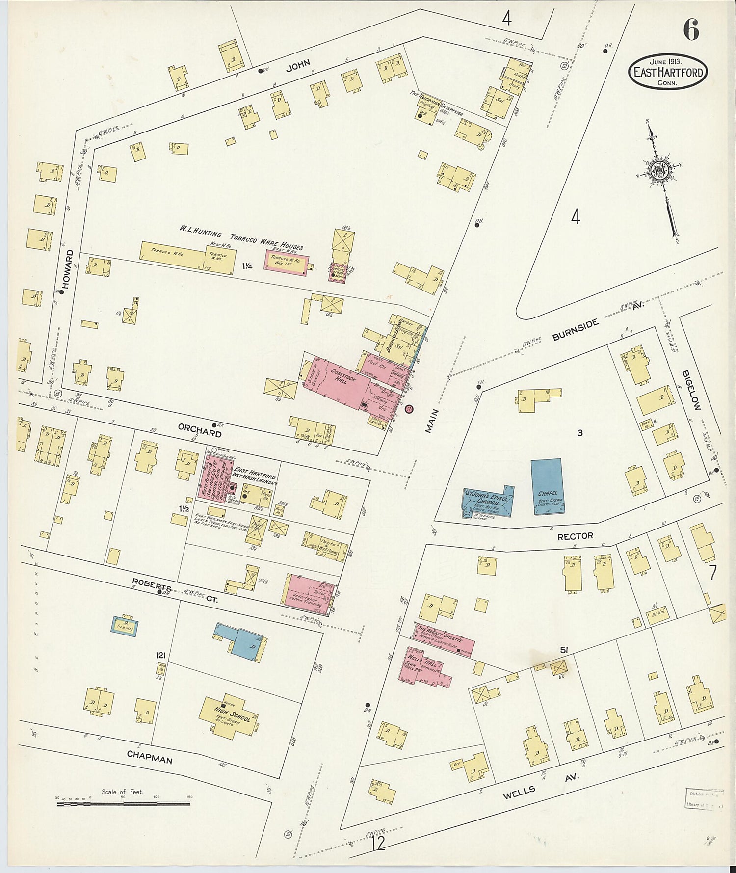 This old map of East Hartford, Hartford County, Connecticut was created by Sanborn Map Company in 1913