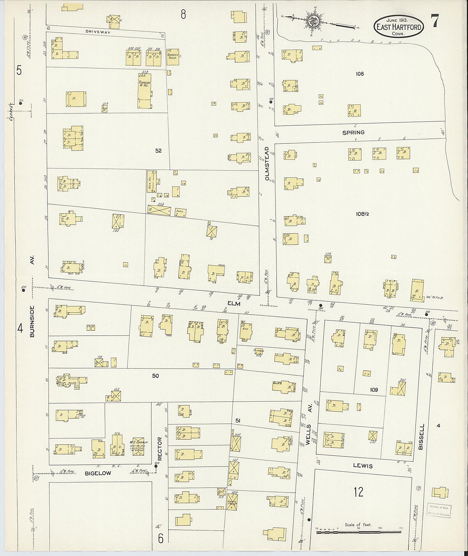 This old map of East Hartford, Hartford County, Connecticut was created by Sanborn Map Company in 1913