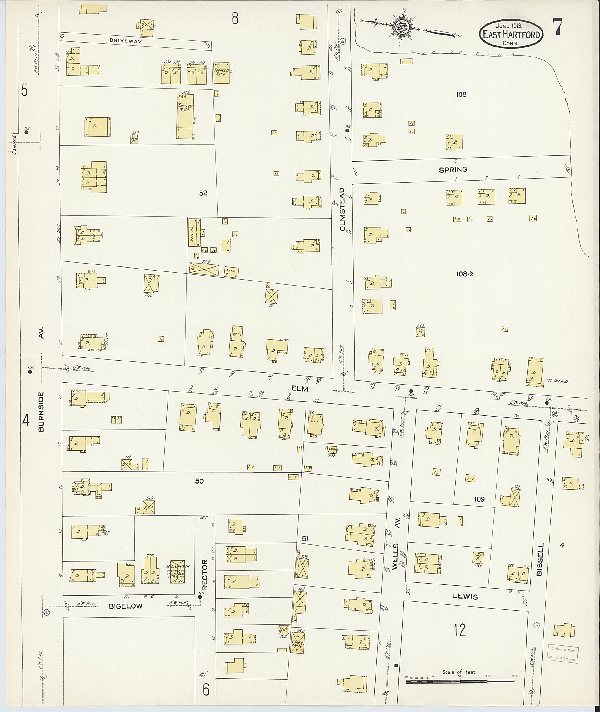 This old map of East Hartford, Hartford County, Connecticut was created by Sanborn Map Company in 1913