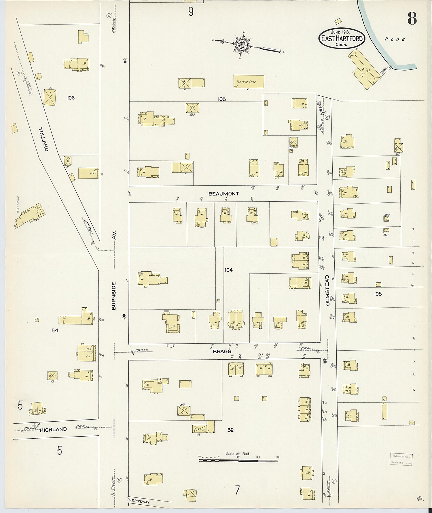 This old map of East Hartford, Hartford County, Connecticut was created by Sanborn Map Company in 1913