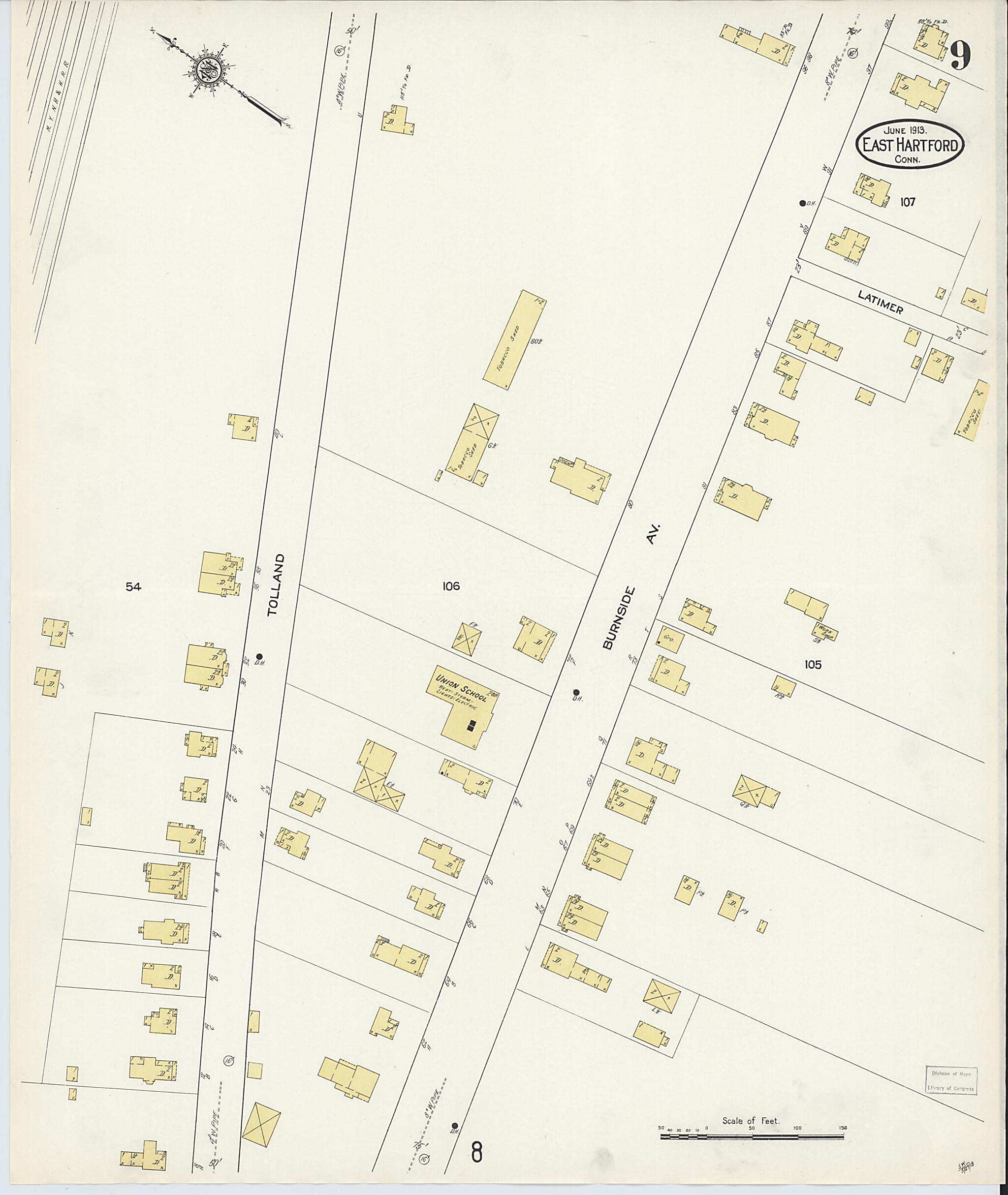 This old map of East Hartford, Hartford County, Connecticut was created by Sanborn Map Company in 1913