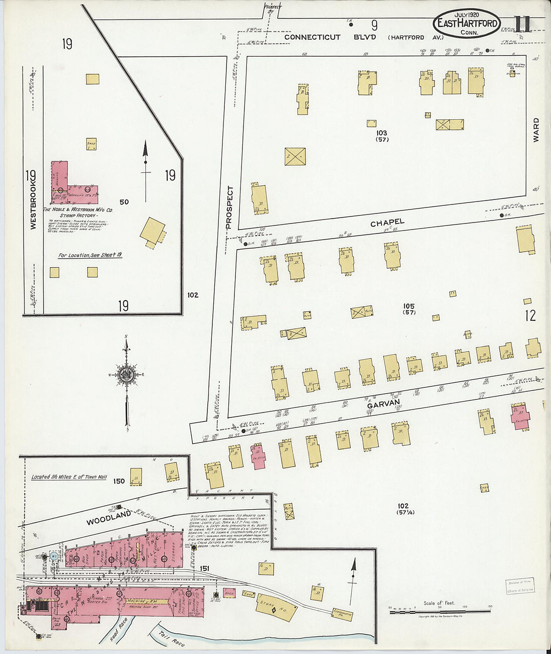 This old map of East Hartford, Hartford County, Connecticut was created by Sanborn Map Company in 1920