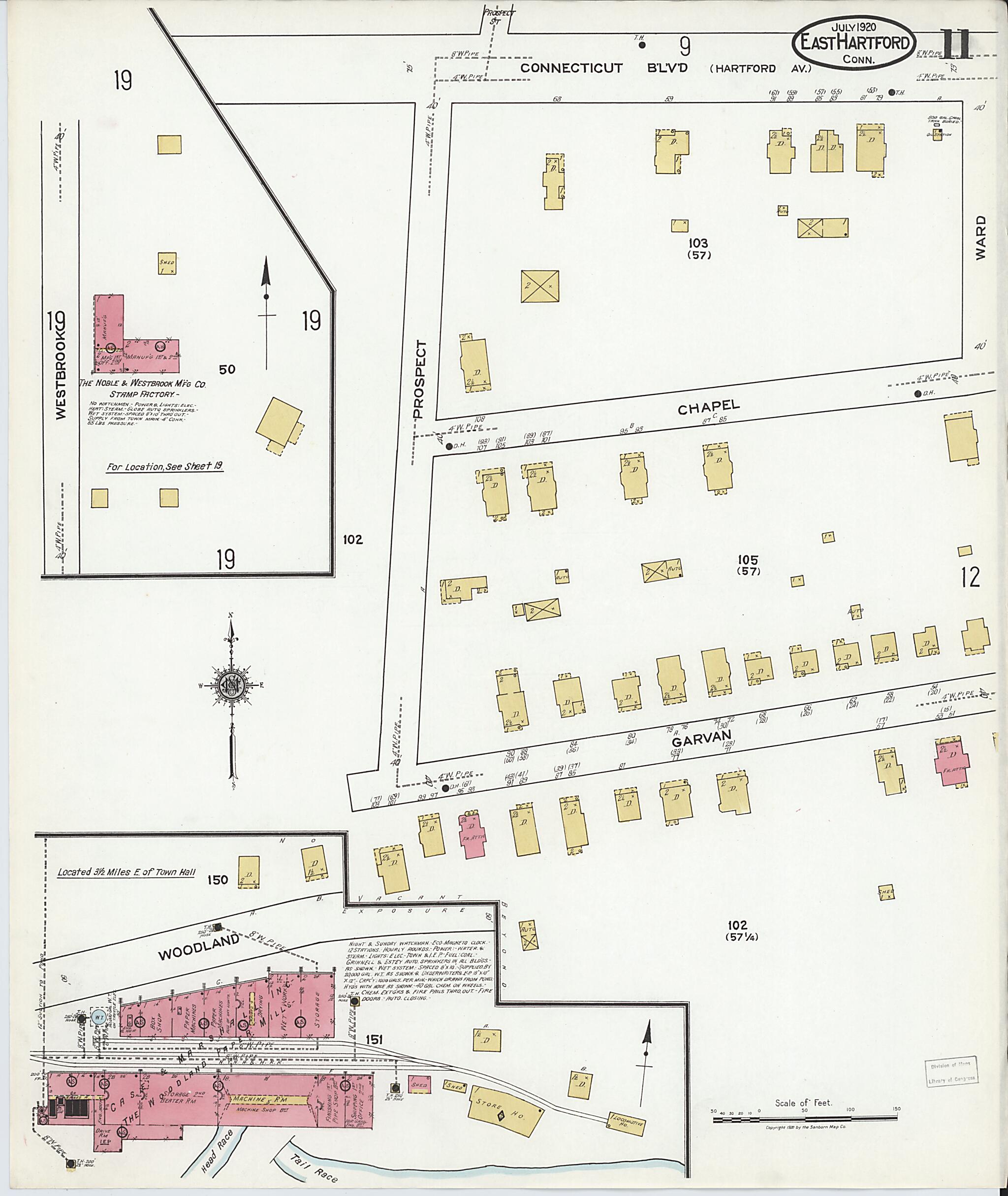 This old map of East Hartford, Hartford County, Connecticut was created by Sanborn Map Company in 1920