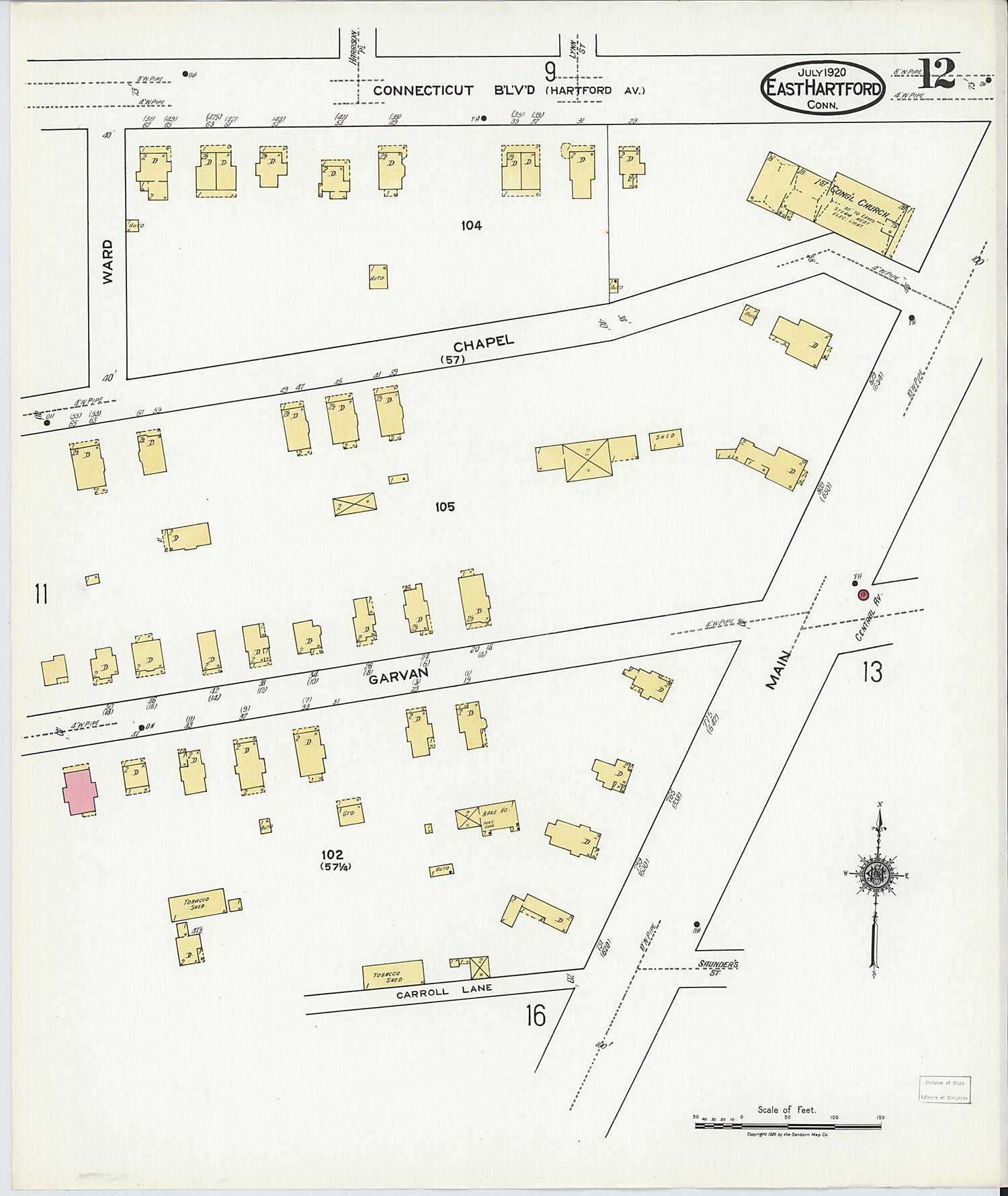 This old map of East Hartford, Hartford County, Connecticut was created by Sanborn Map Company in 1920