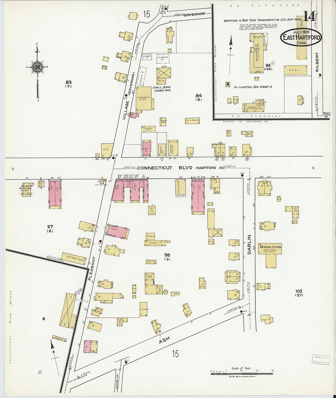 This old map of East Hartford, Hartford County, Connecticut was created by Sanborn Map Company in 1920