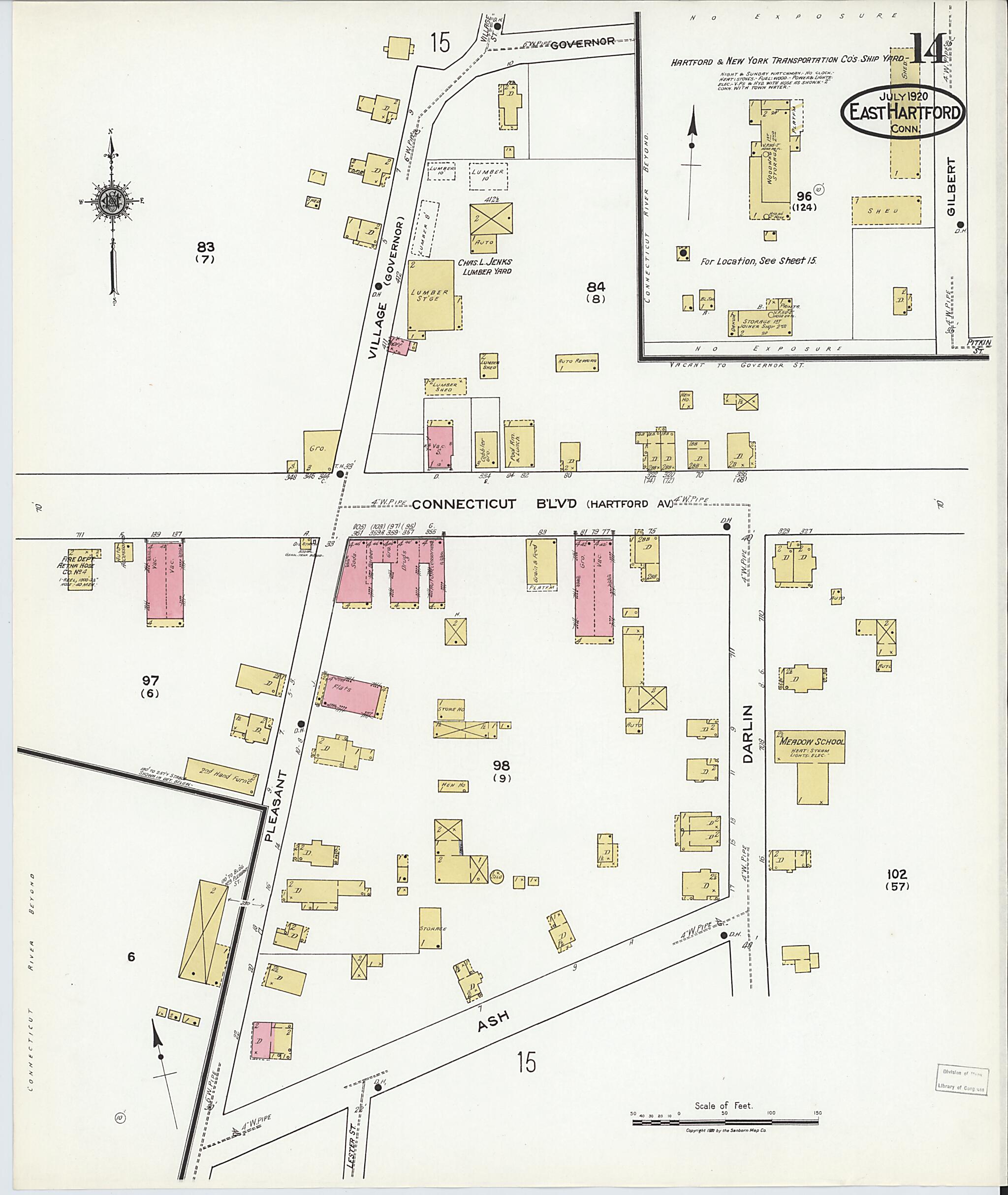This old map of East Hartford, Hartford County, Connecticut was created by Sanborn Map Company in 1920