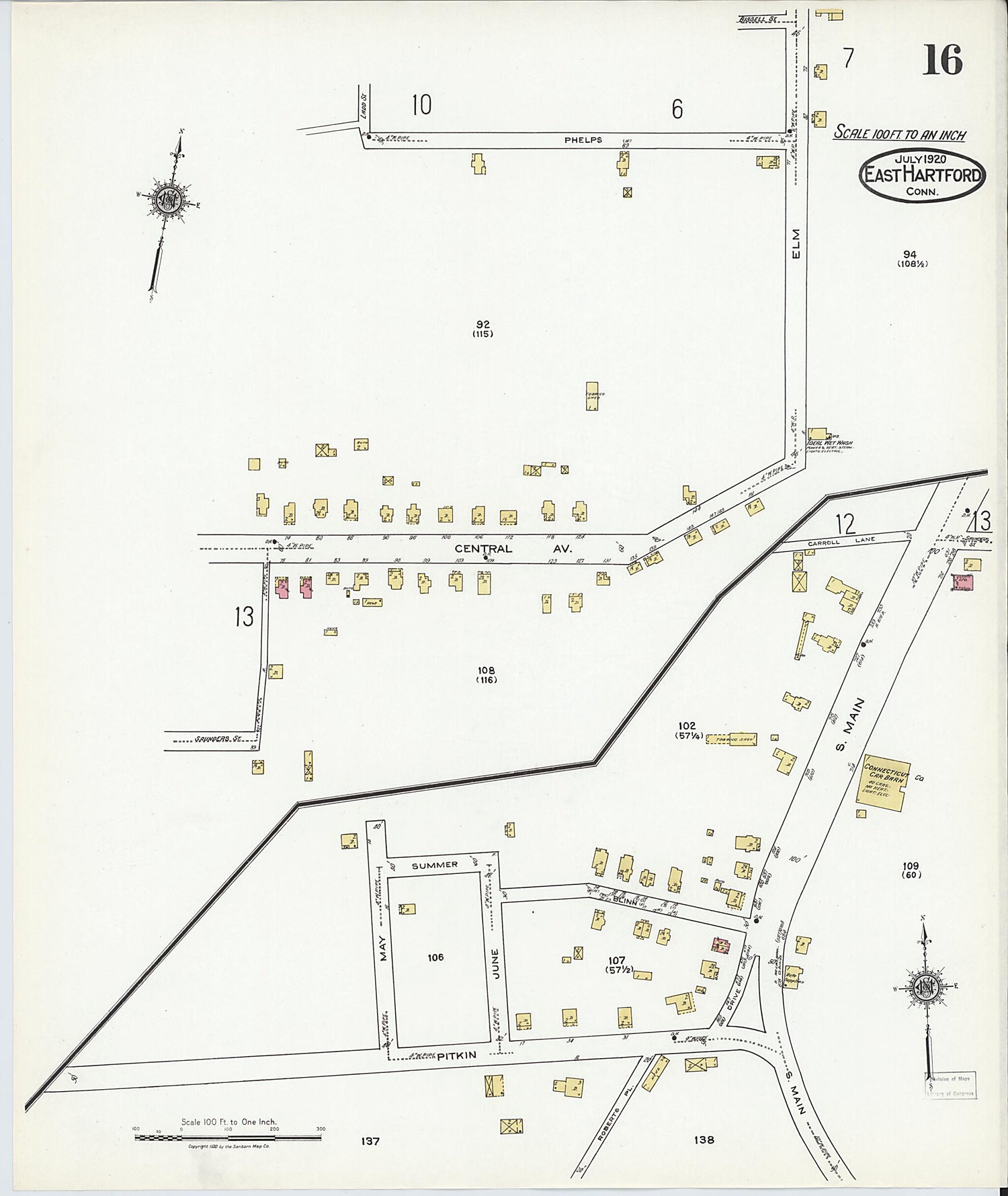 This old map of East Hartford, Hartford County, Connecticut was created by Sanborn Map Company in 1920