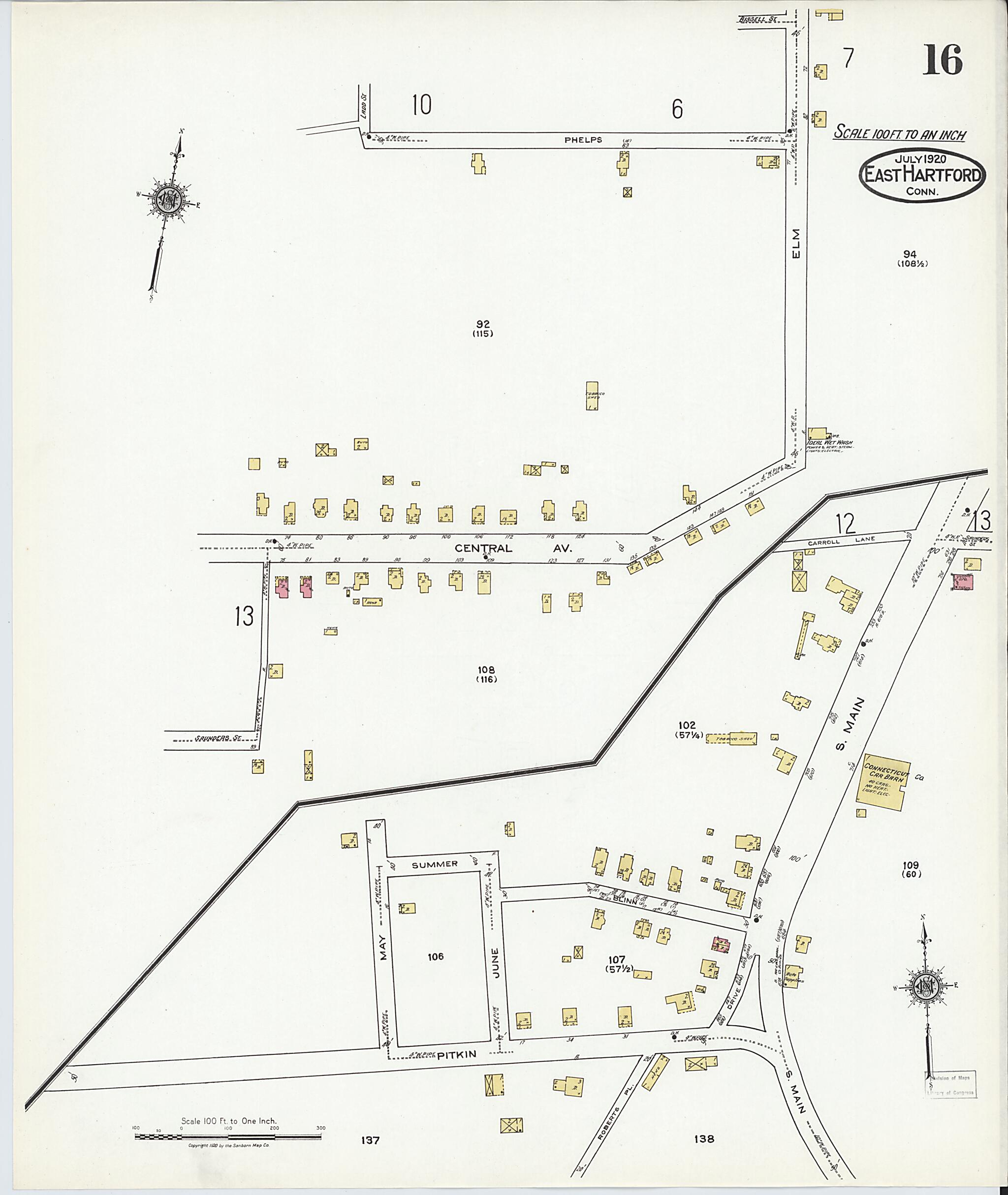 This old map of East Hartford, Hartford County, Connecticut was created by Sanborn Map Company in 1920