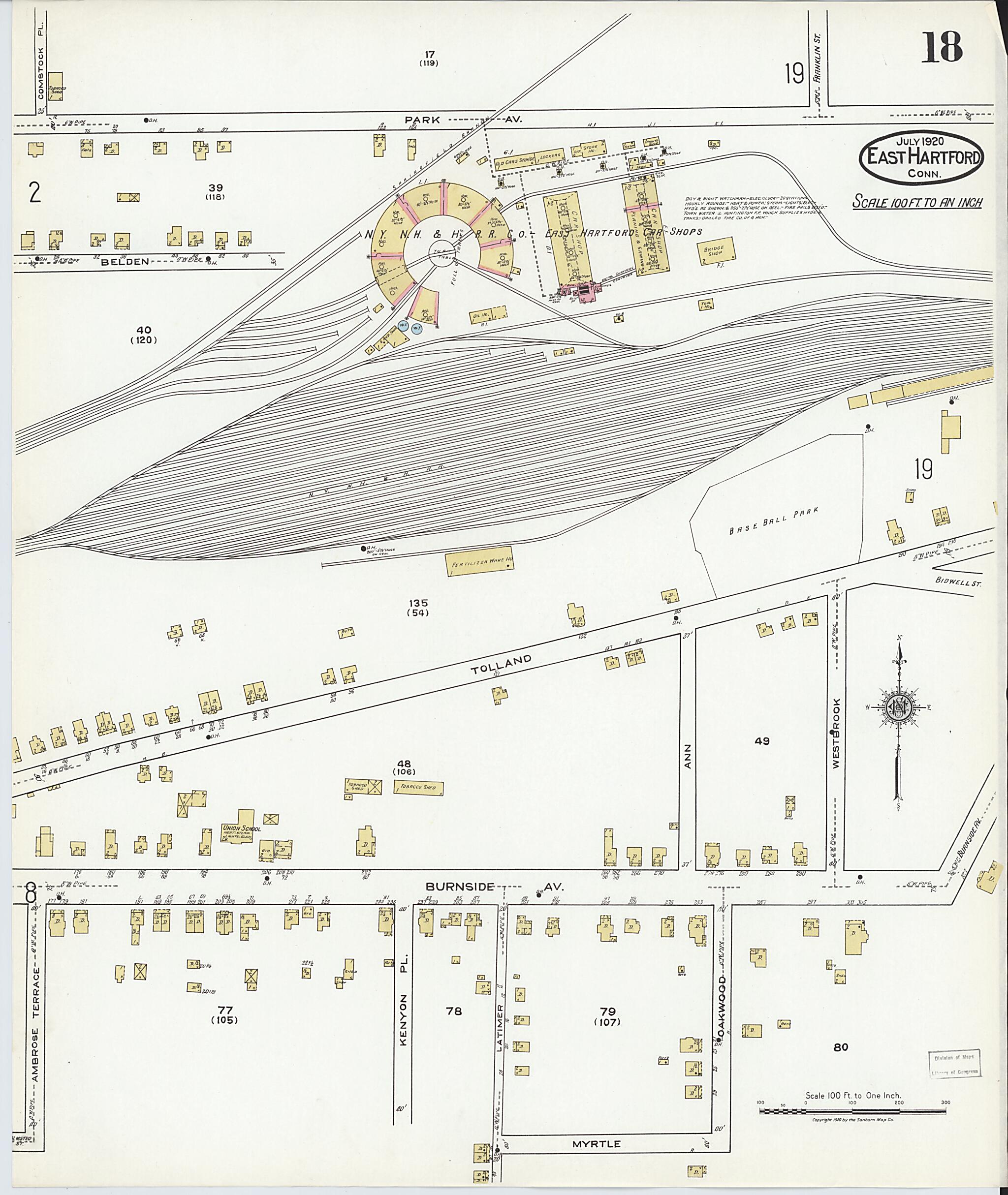 This old map of East Hartford, Hartford County, Connecticut was created by Sanborn Map Company in 1920