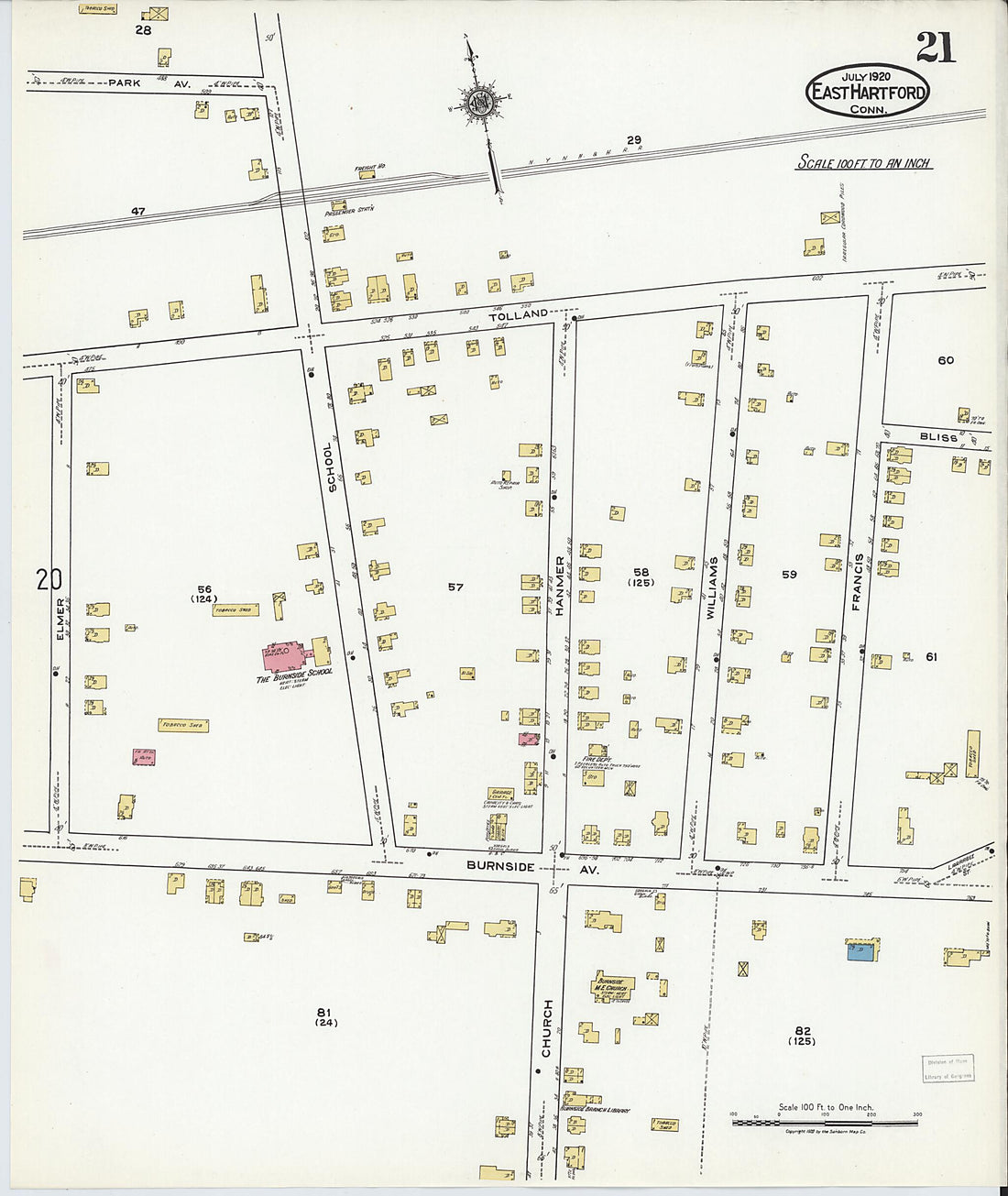 This old map of East Hartford, Hartford County, Connecticut was created by Sanborn Map Company in 1920