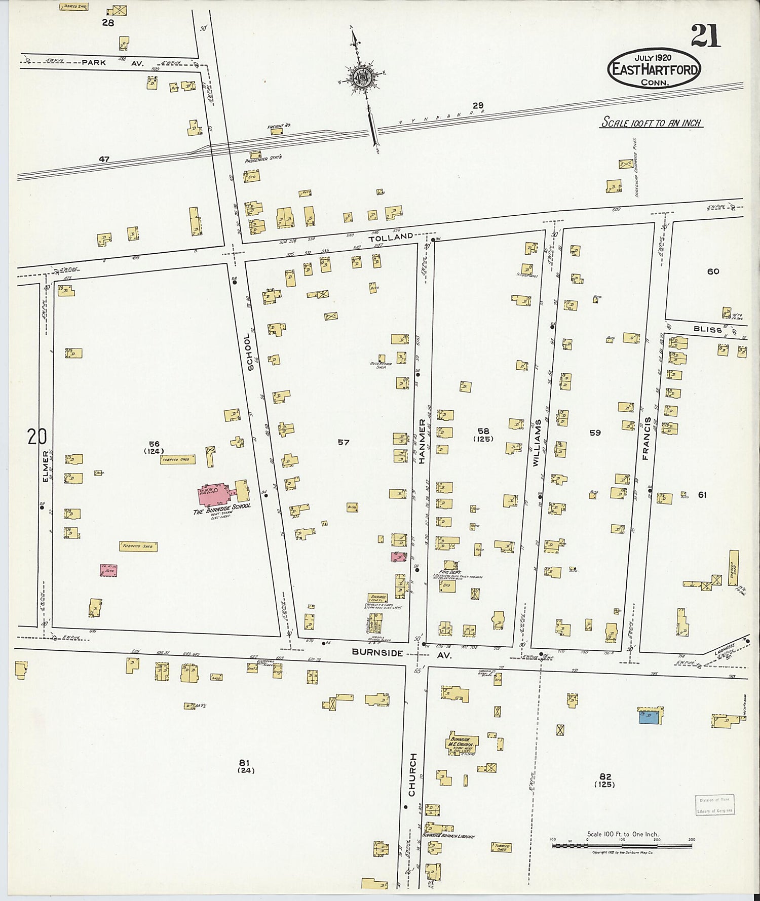 This old map of East Hartford, Hartford County, Connecticut was created by Sanborn Map Company in 1920