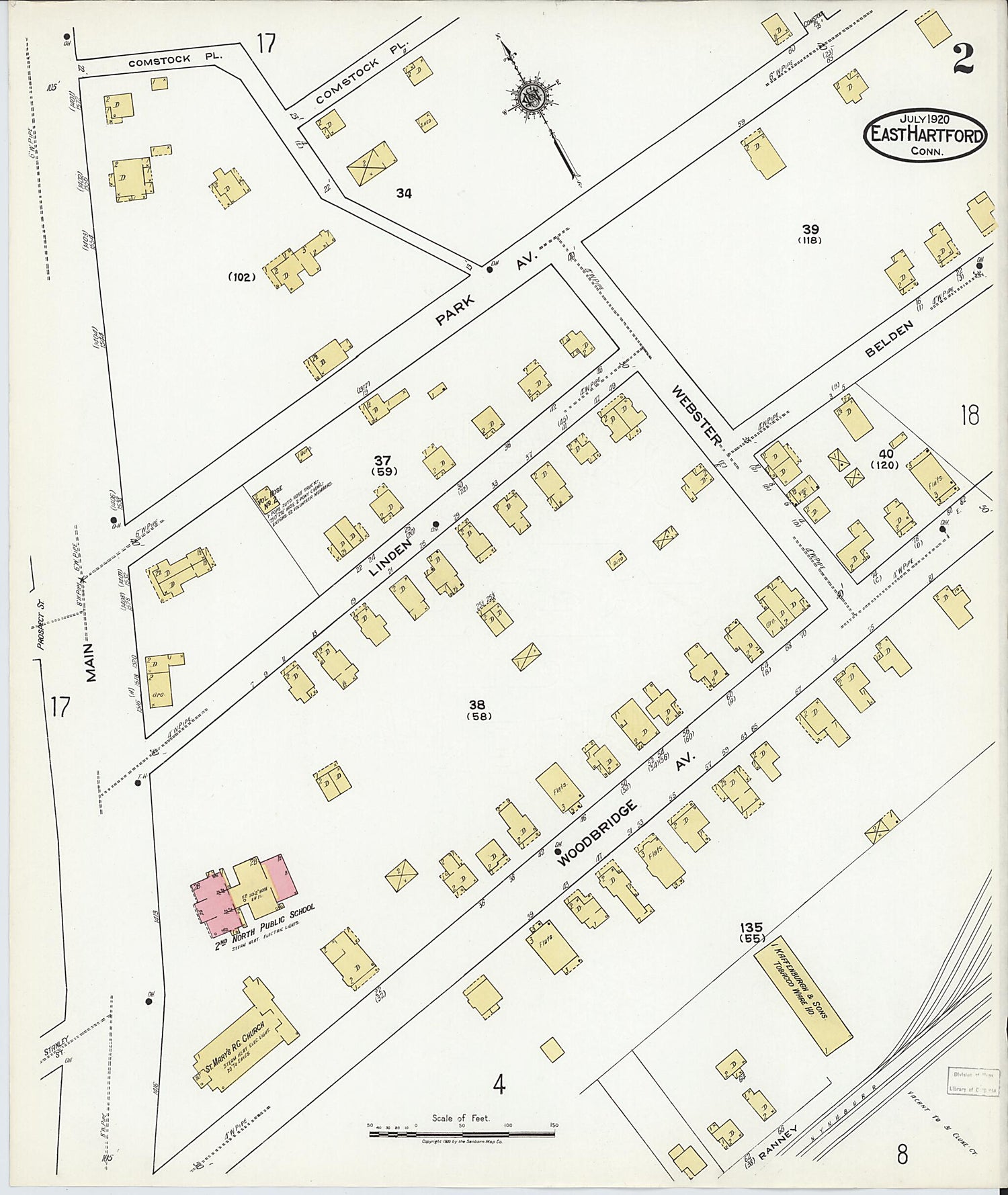 This old map of East Hartford, Hartford County, Connecticut was created by Sanborn Map Company in 1920