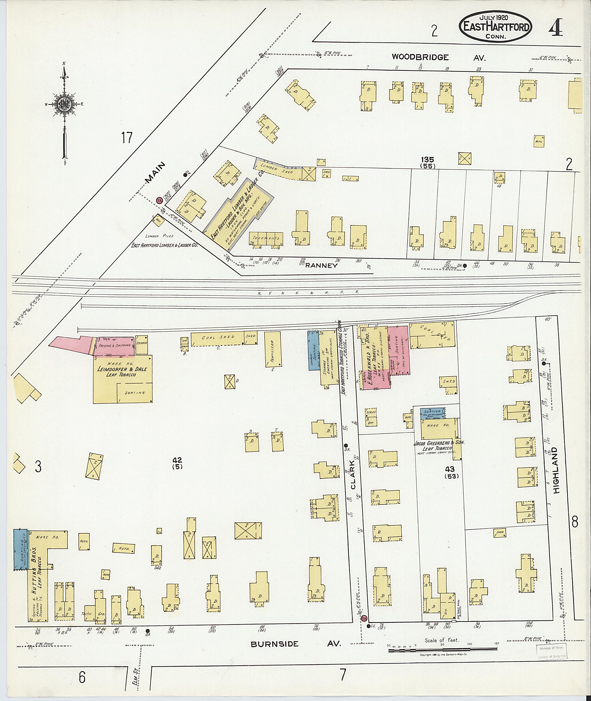 This old map of East Hartford, Hartford County, Connecticut was created by Sanborn Map Company in 1920
