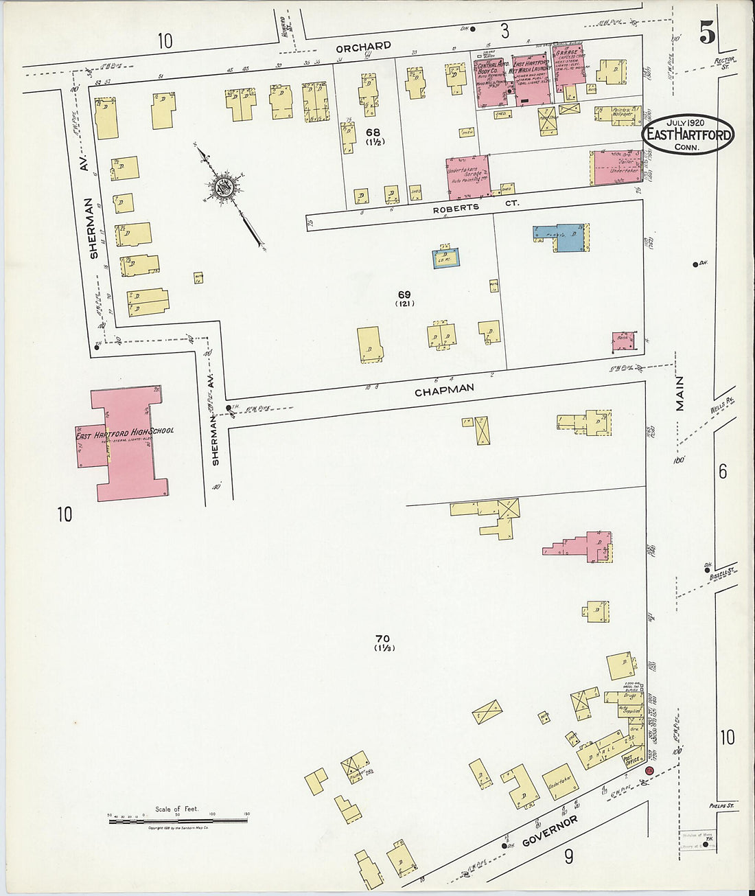This old map of East Hartford, Hartford County, Connecticut was created by Sanborn Map Company in 1920
