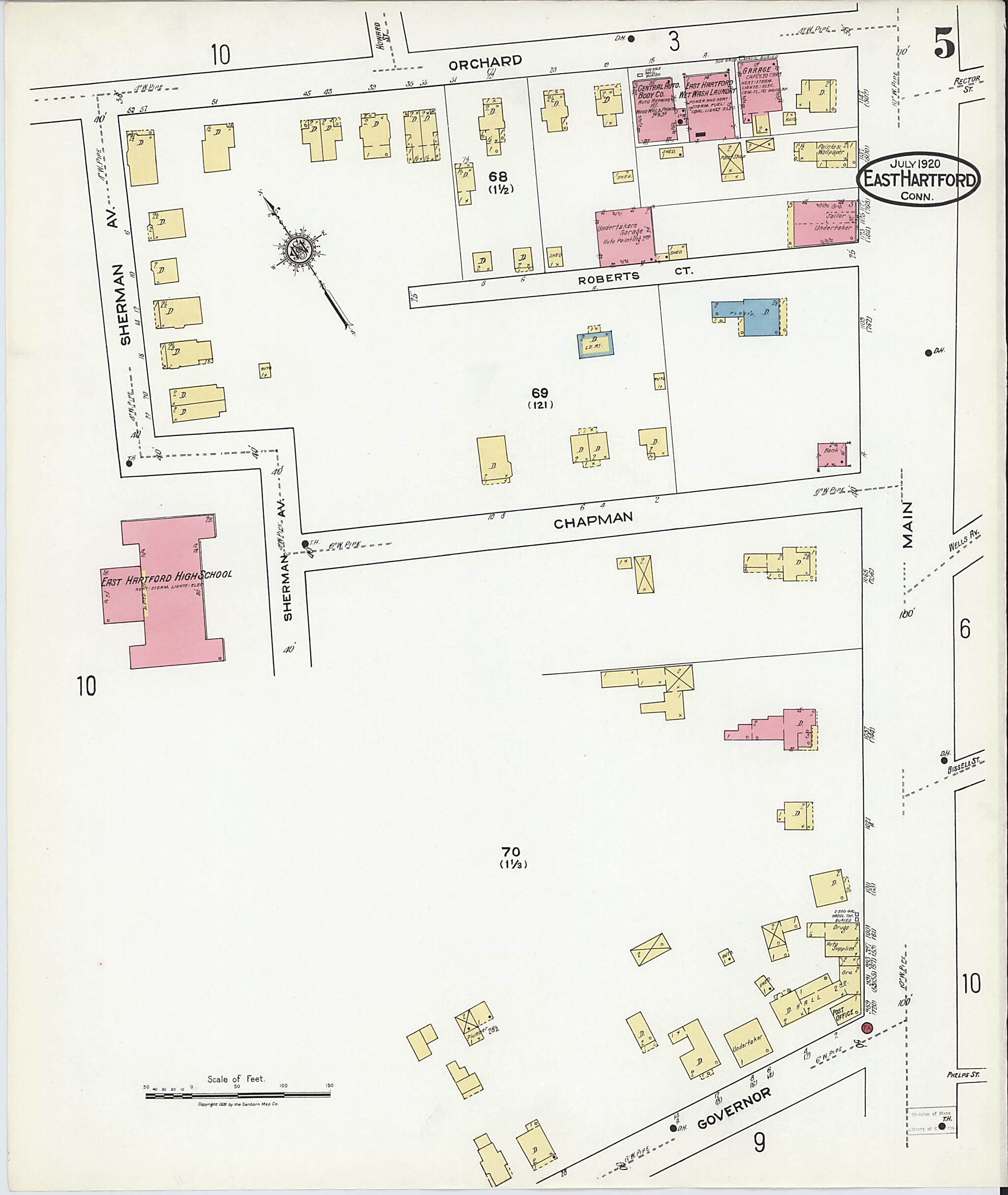 This old map of East Hartford, Hartford County, Connecticut was created by Sanborn Map Company in 1920