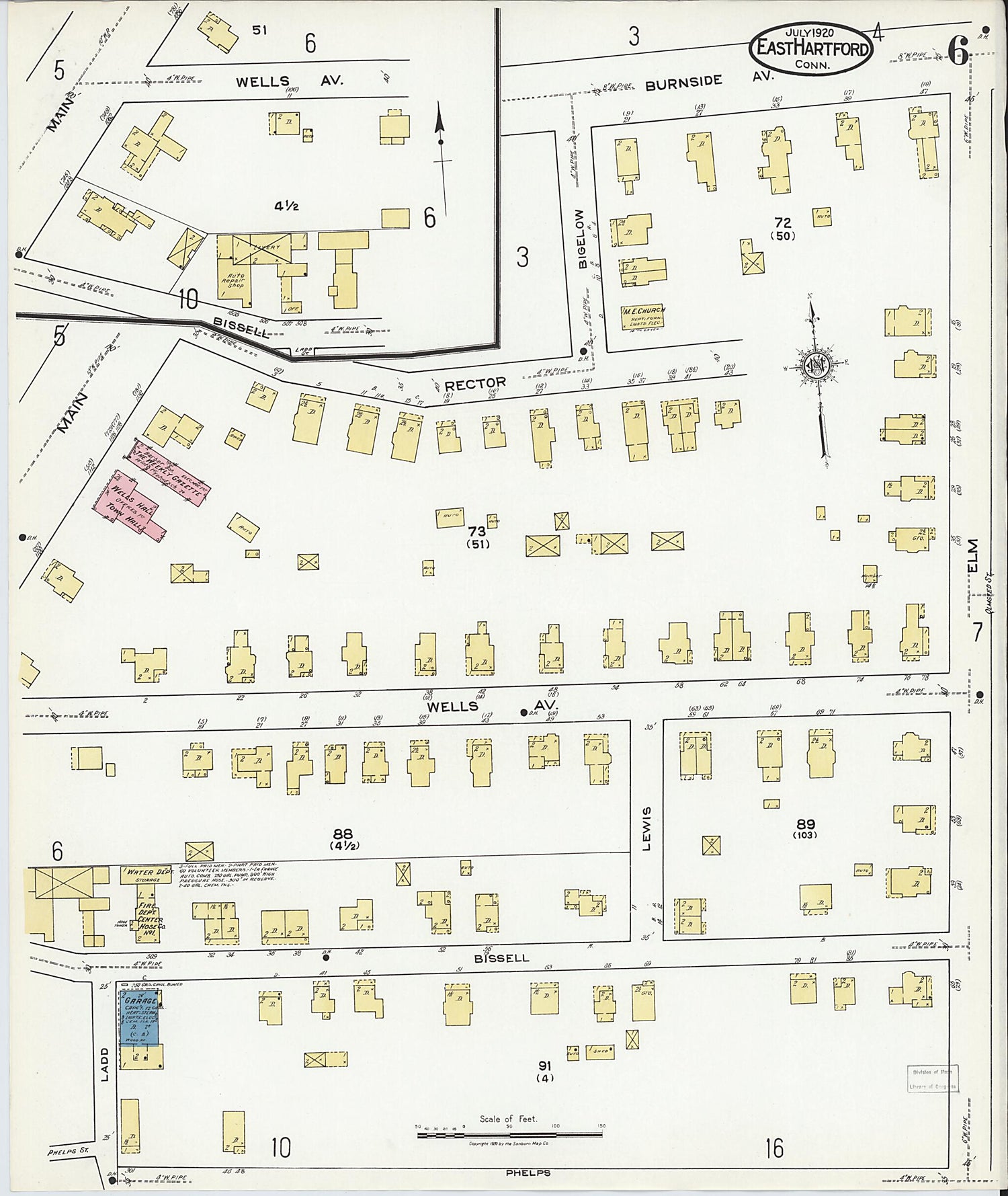 This old map of East Hartford, Hartford County, Connecticut was created by Sanborn Map Company in 1920