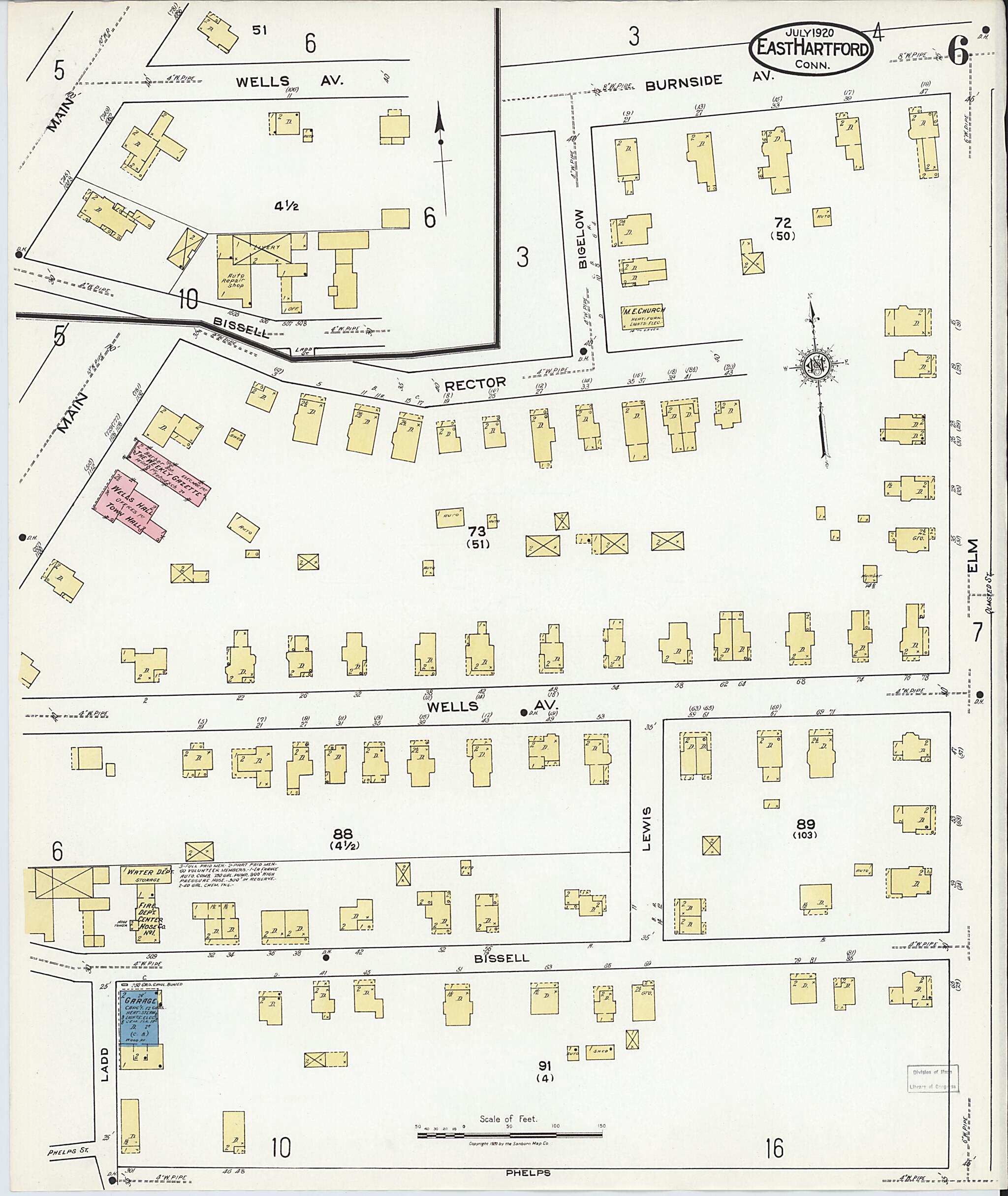 This old map of East Hartford, Hartford County, Connecticut was created by Sanborn Map Company in 1920