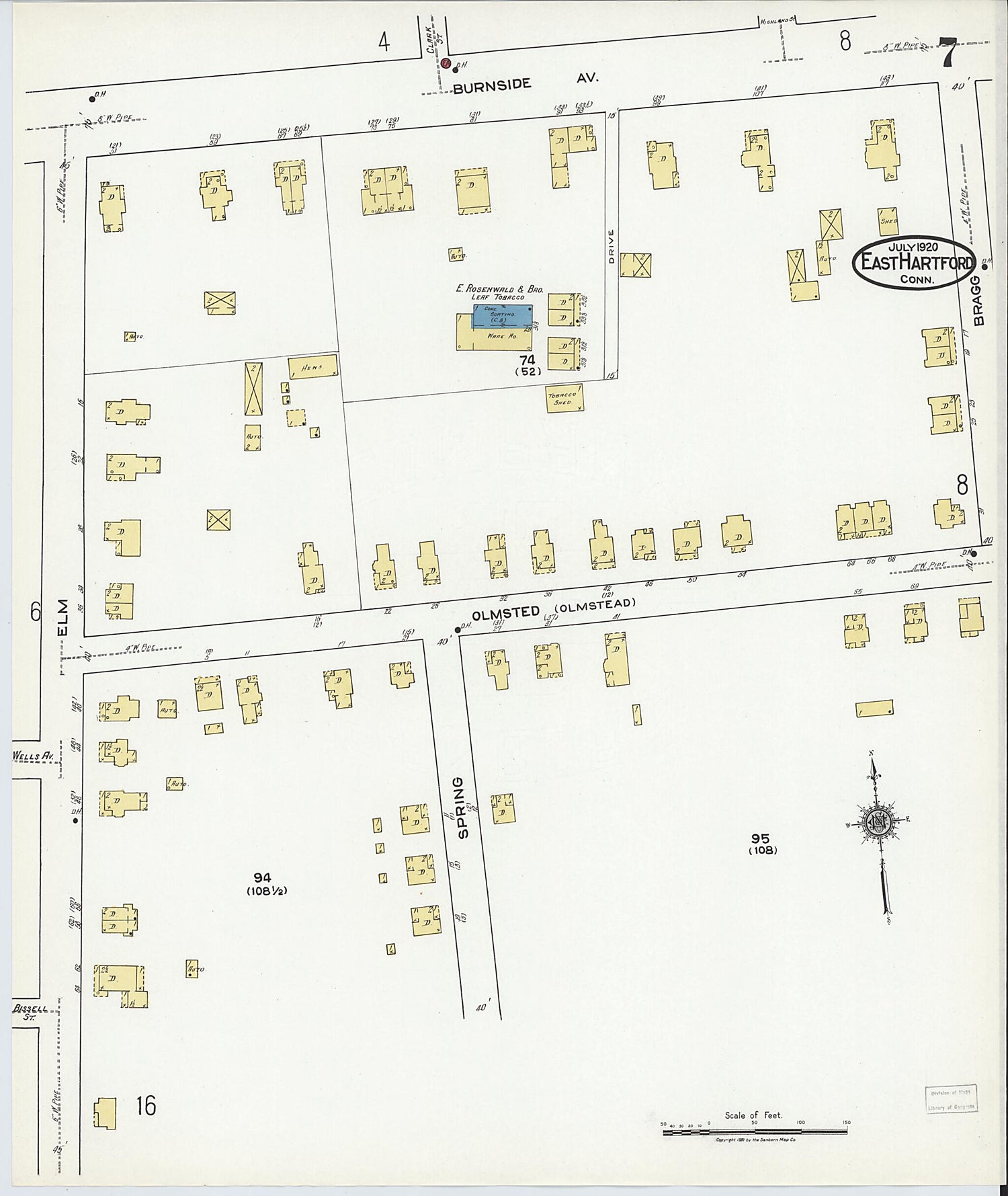 This old map of East Hartford, Hartford County, Connecticut was created by Sanborn Map Company in 1920
