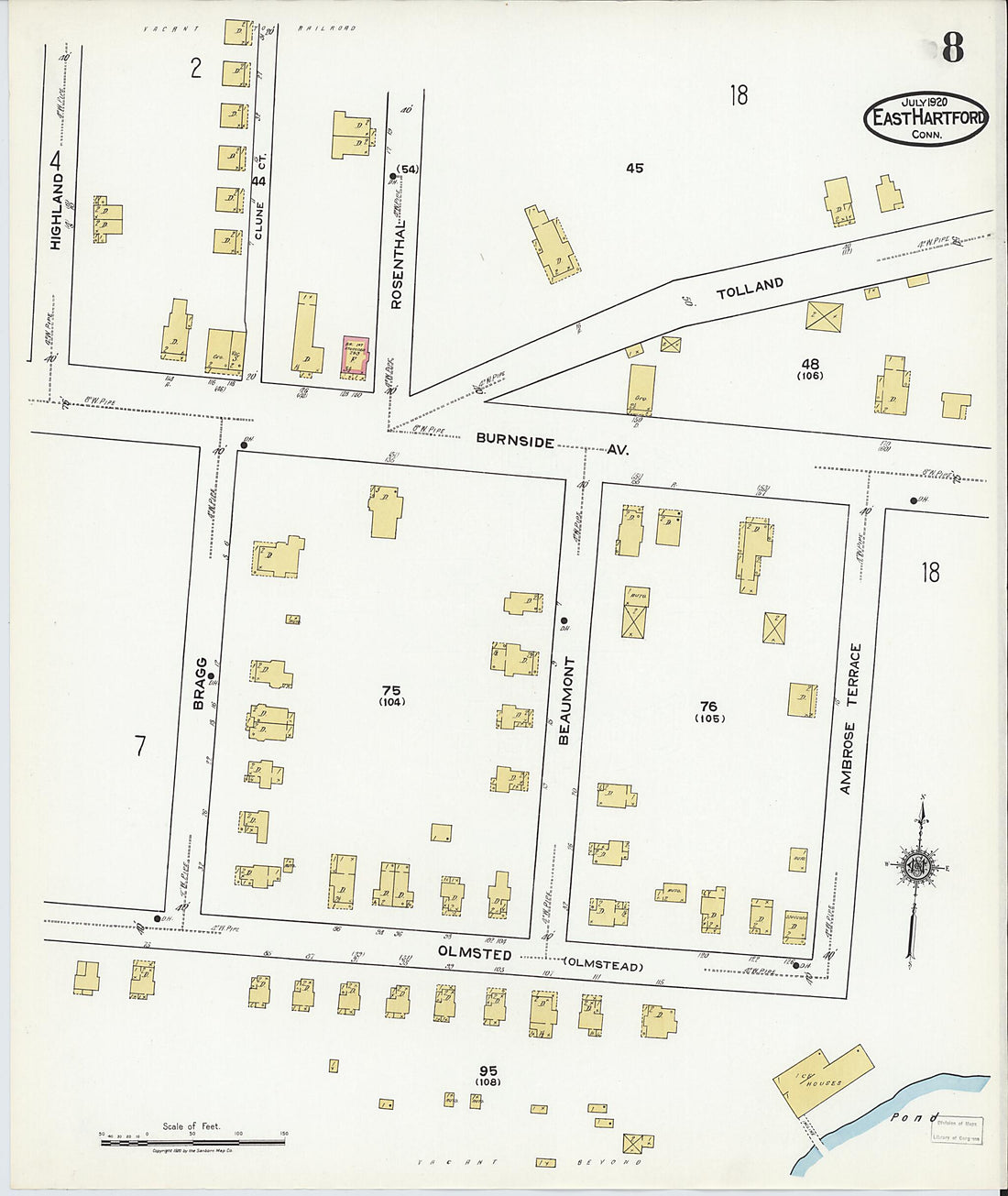 This old map of East Hartford, Hartford County, Connecticut was created by Sanborn Map Company in 1920