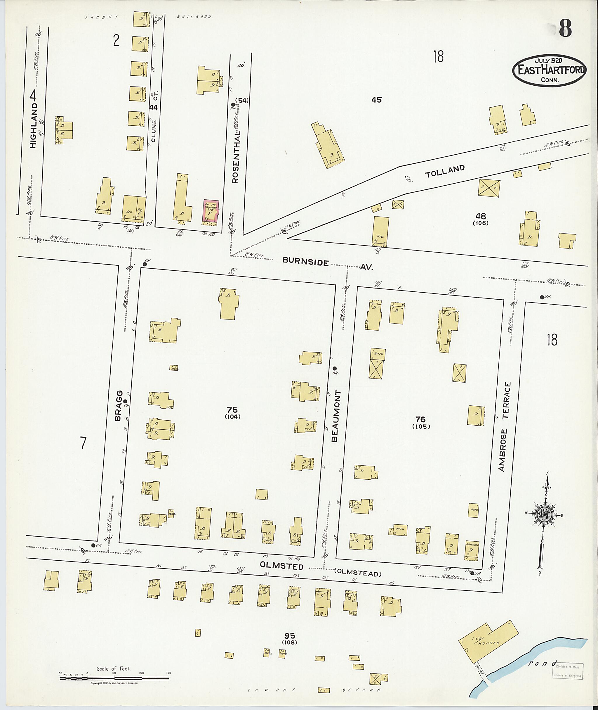 This old map of East Hartford, Hartford County, Connecticut was created by Sanborn Map Company in 1920