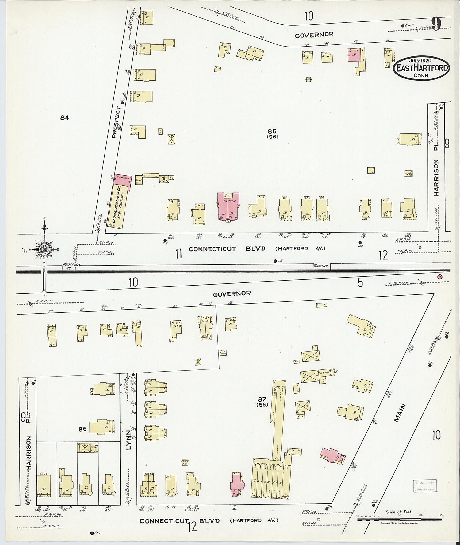 This old map of East Hartford, Hartford County, Connecticut was created by Sanborn Map Company in 1920