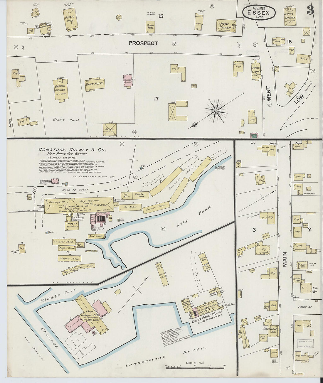 This old map of Essex, Middlesex County, Connecticut was created by Sanborn Map Company in 1889