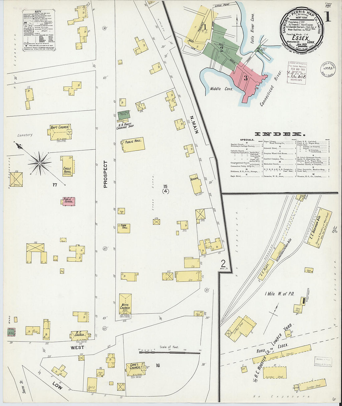 This old map of Essex, Middlesex County, Connecticut was created by Sanborn Map Company in 1901