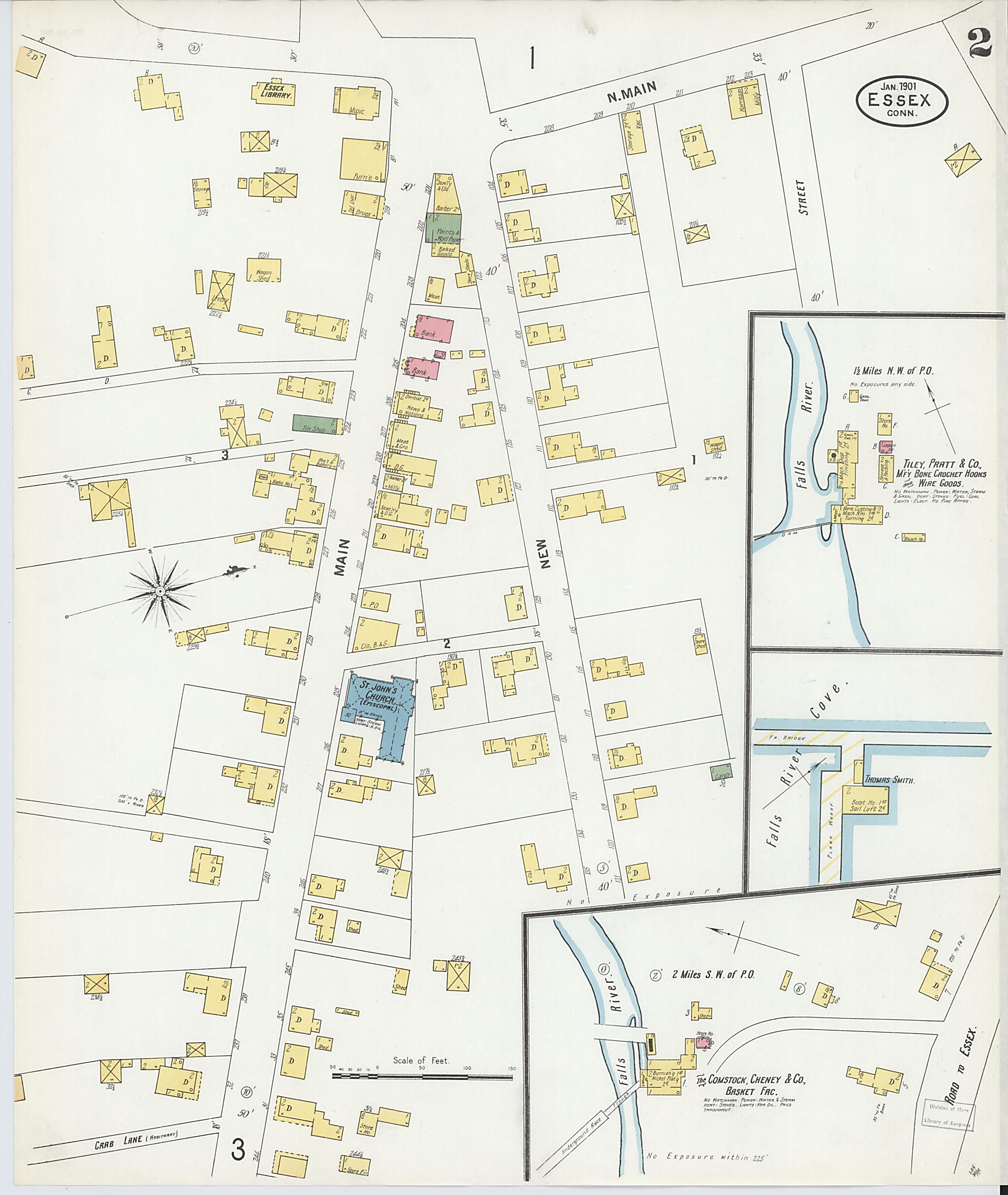This old map of Essex, Middlesex County, Connecticut was created by Sanborn Map Company in 1901
