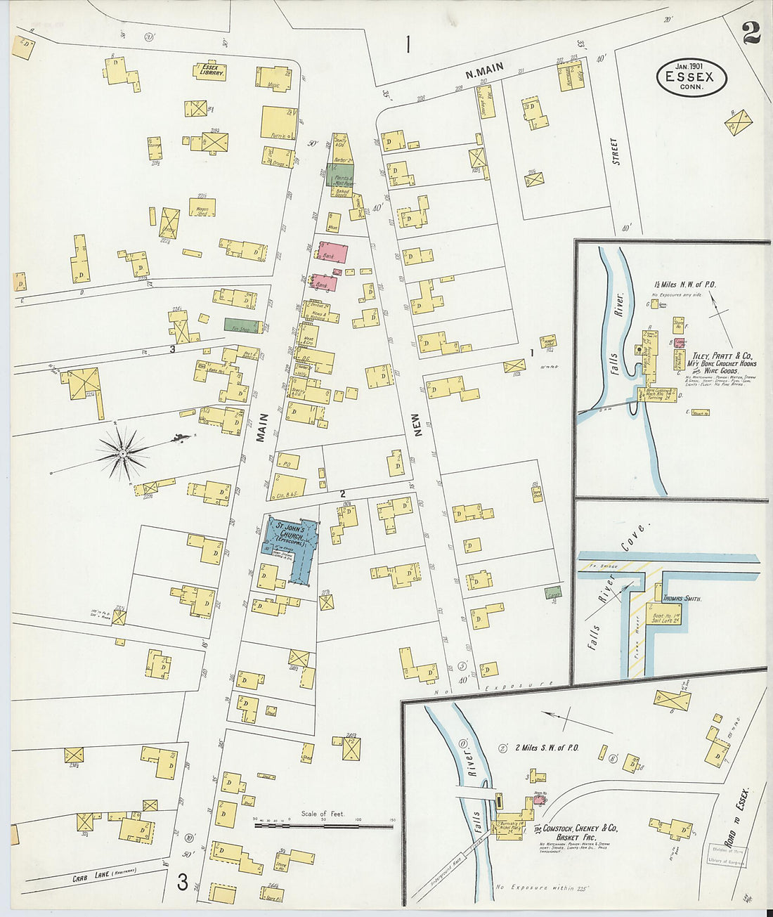 This old map of Essex, Middlesex County, Connecticut was created by Sanborn Map Company in 1901